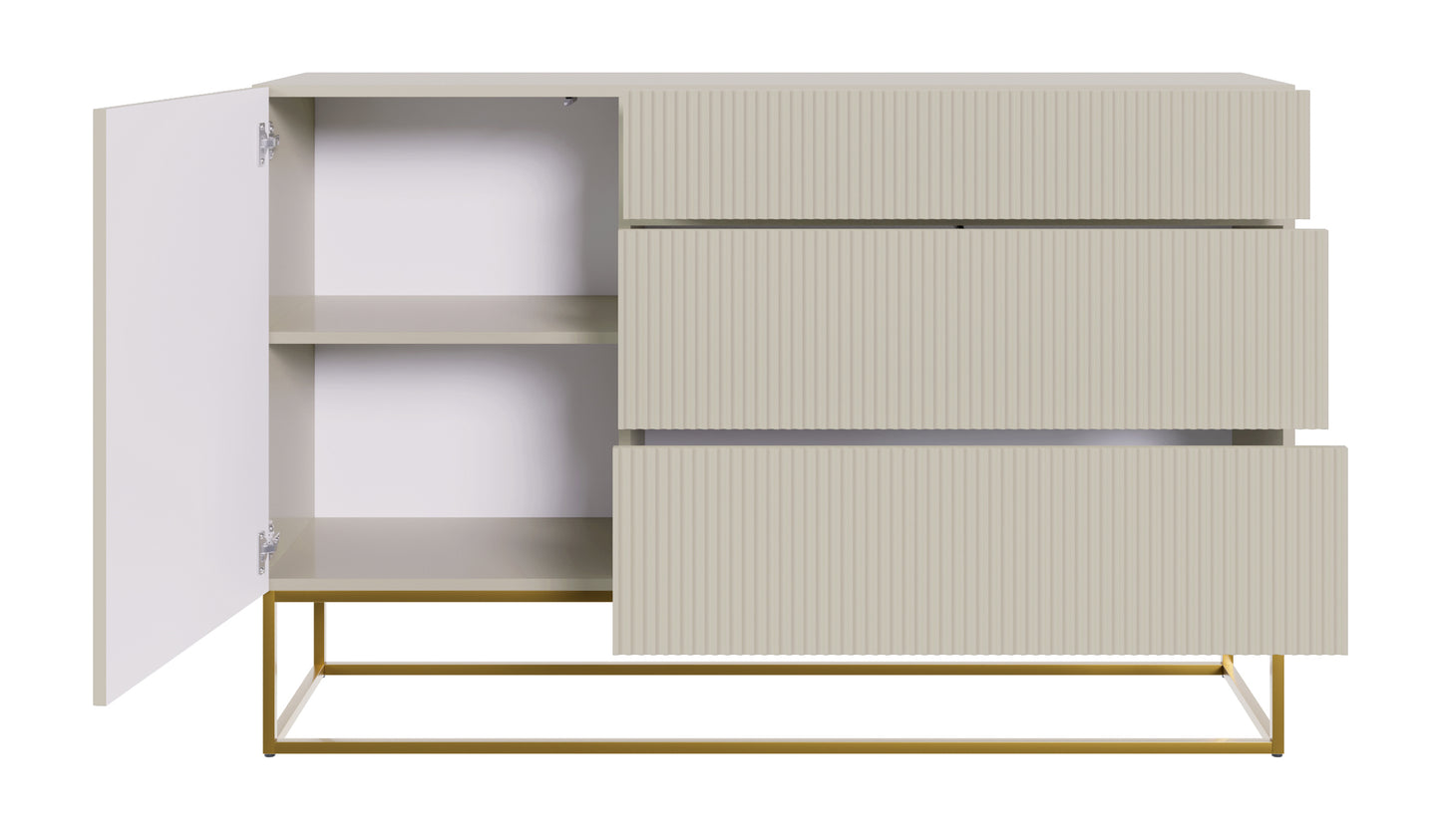 Kumode Velda 140/90/38 cm bēšs/zelts - N1 Home