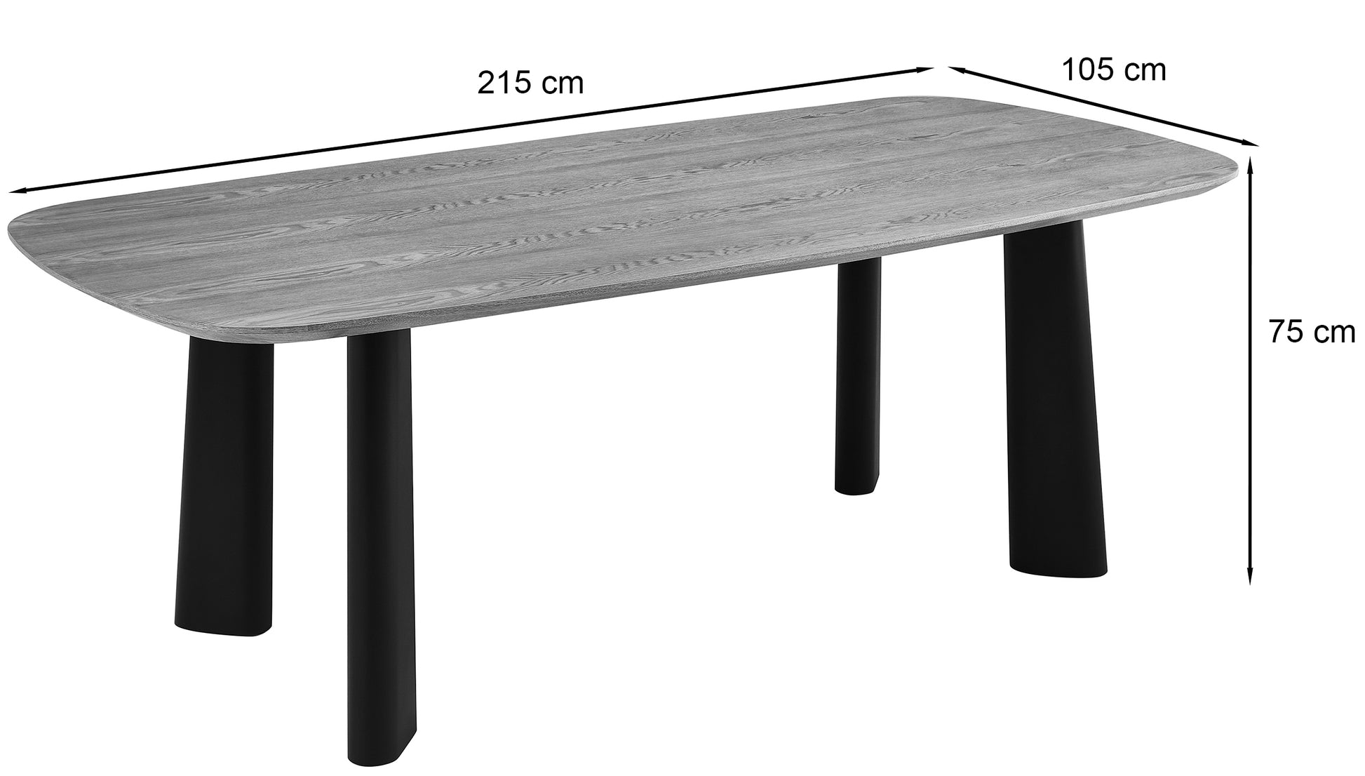 Galds Vicis 75/215/105 cm ozols/melns - N1 Home