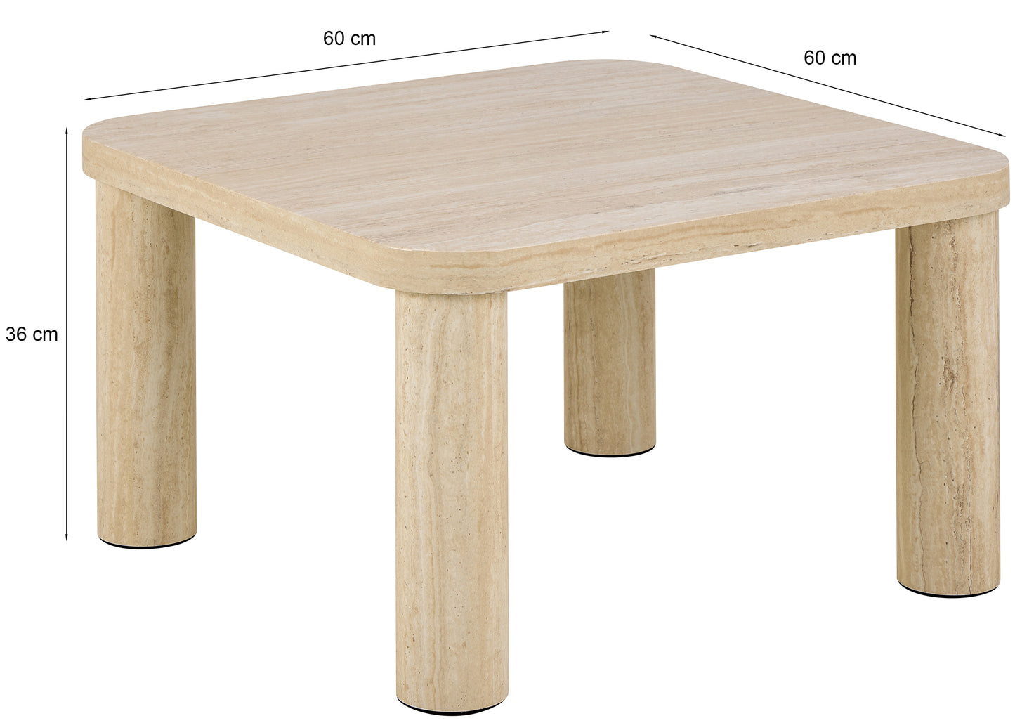 Kafijas galds Soretto 60/60/36 cm Travertīns - N1 Home