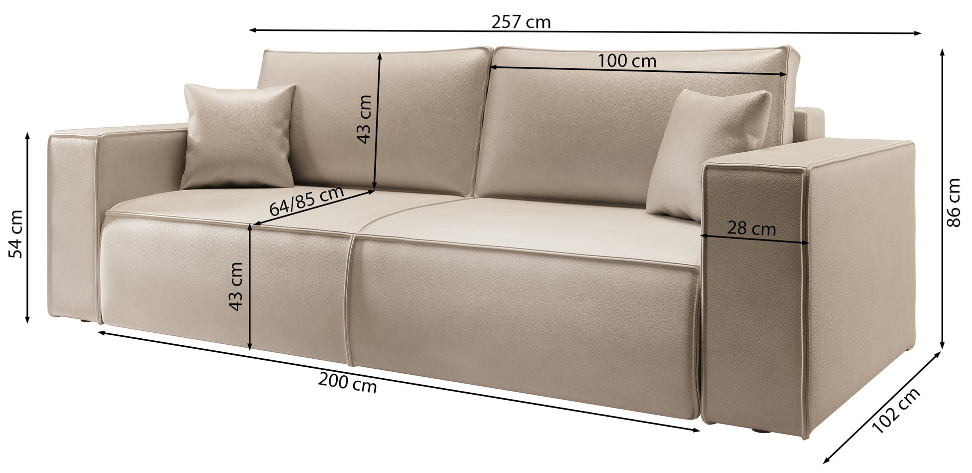 Dīvāns Cuaros 86/257/102 cm Nube 23 - N1 Home
