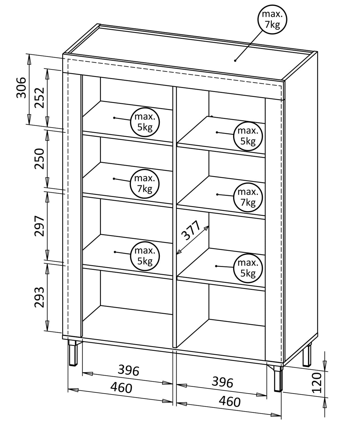 Vitrīna Lamos 96/135/39 cm melns/zelts