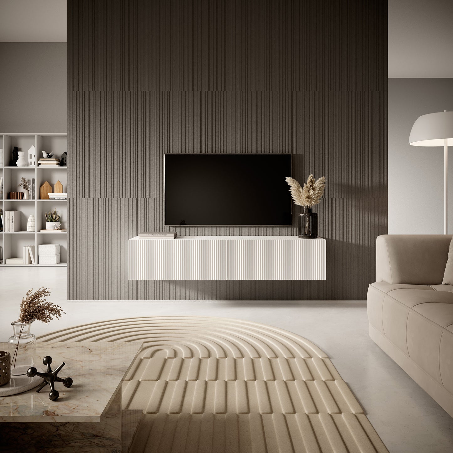 TV skapis Velda 140/28/31 cm balts - N1 Home