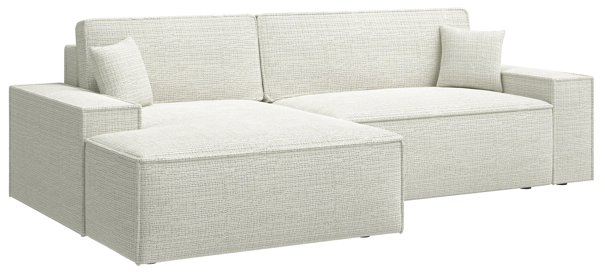 REFESE L-veida dīvāns ar gulēšanas funkciju un glabāšanas kasti, gaiši pelēks šenils, kreisa puse Cremona 01 - N1 Home