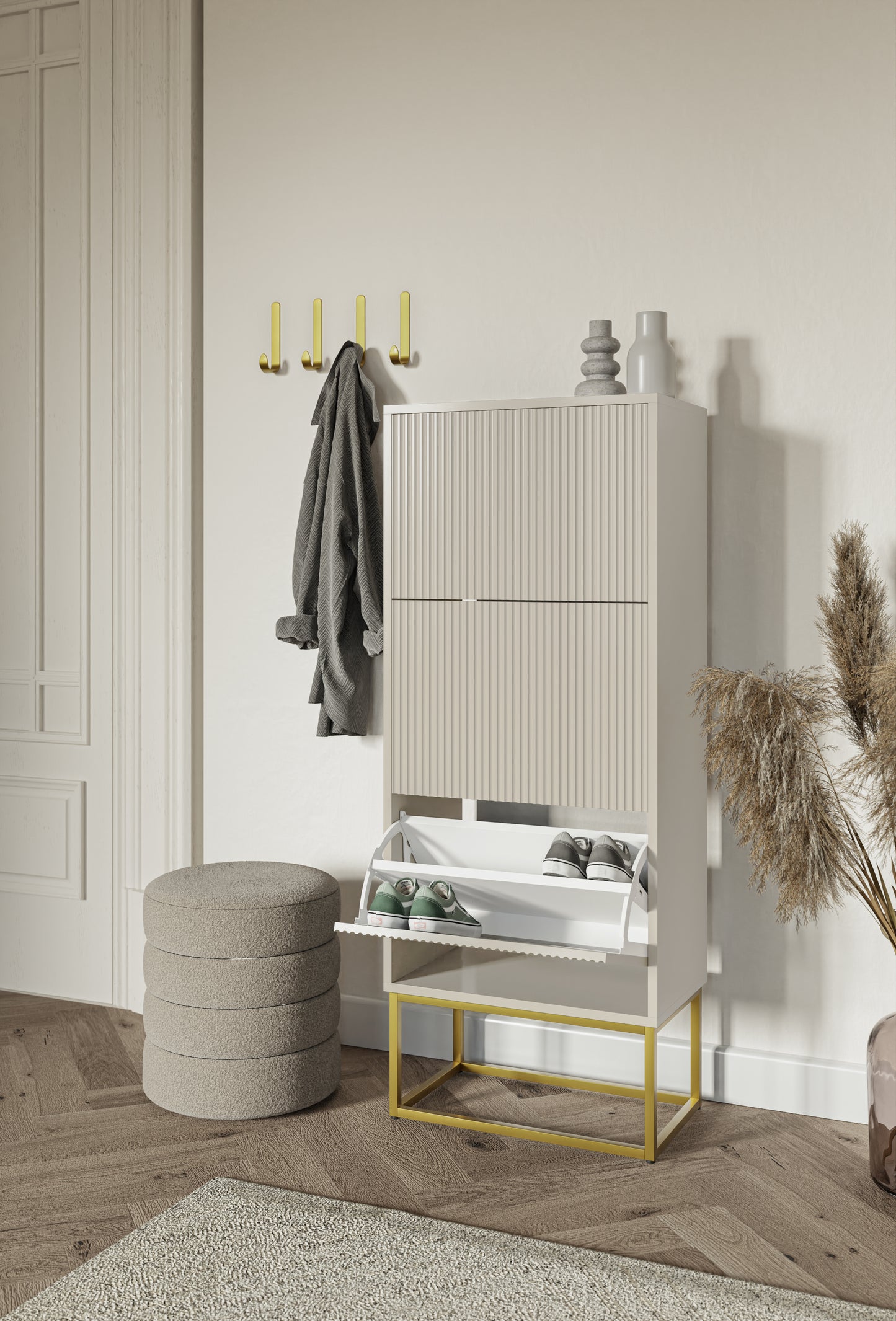 Apavu skapis Velda 50/30/125 cm bēšs/zelts