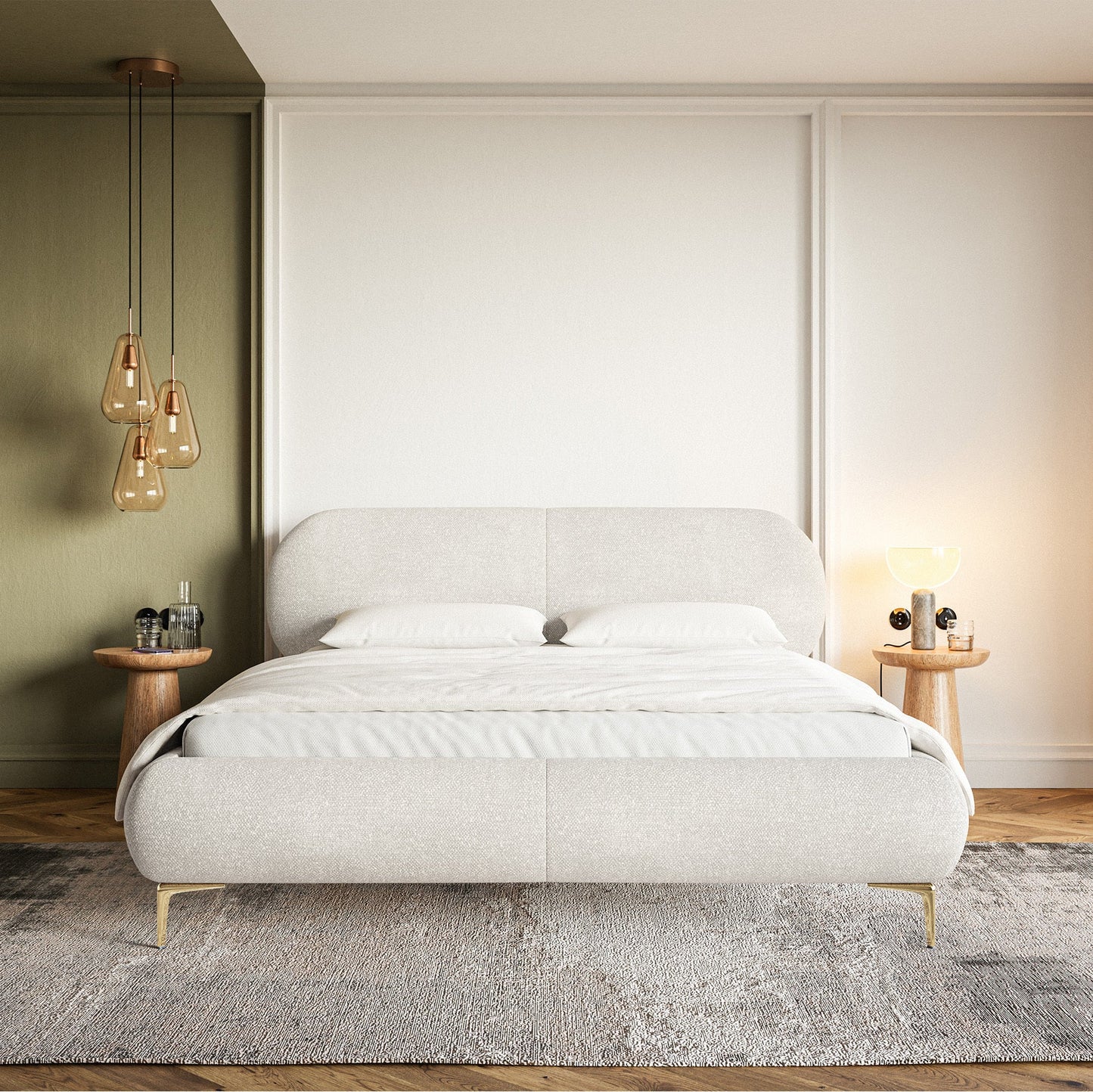 Gulta Valeo 140/160/180x 200 cm Melody 14 (Agmamito), zelta kājas - N1 Home