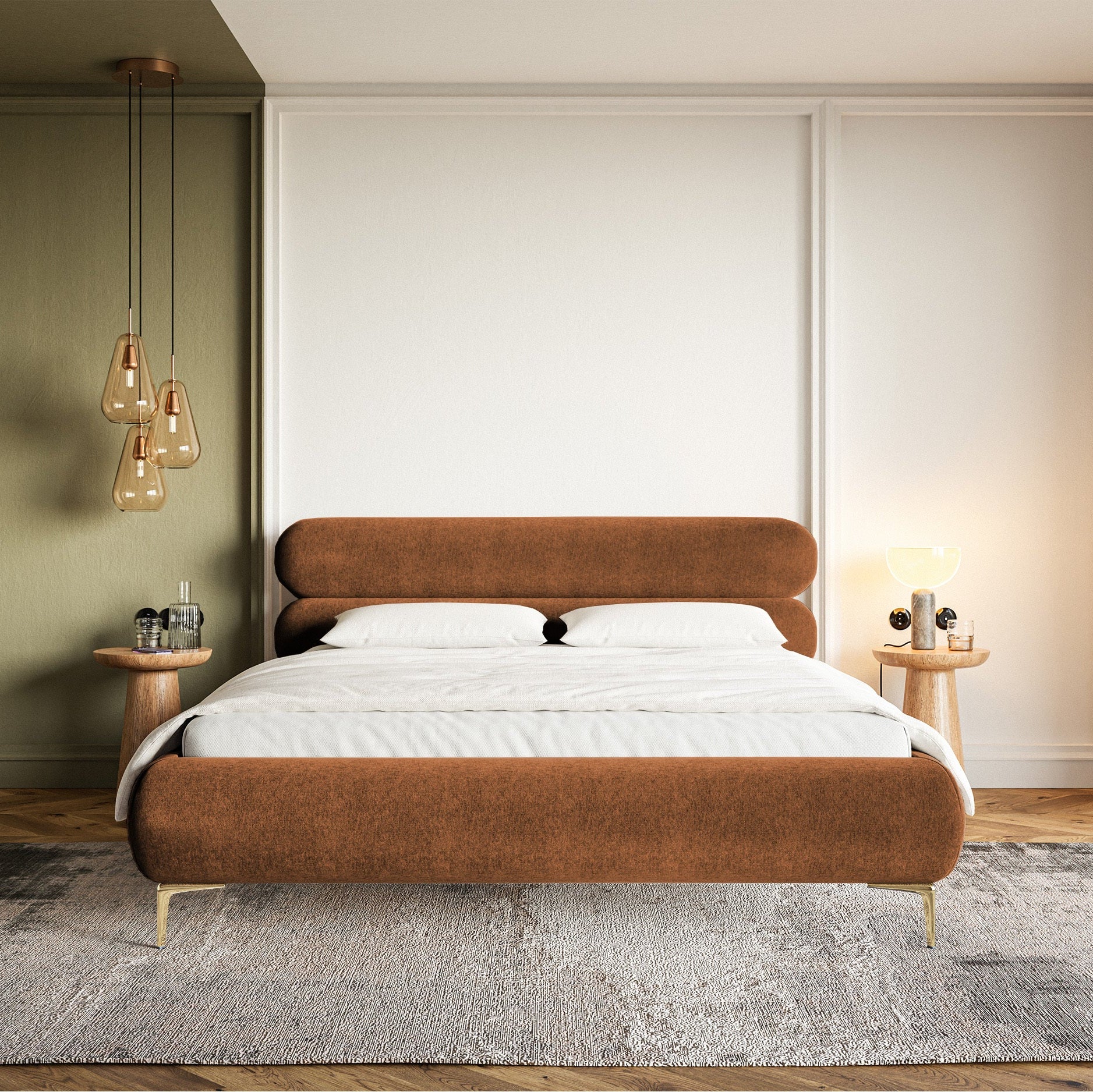 Gulta  Loure 140/160/180x200 cm Amon 24/zelts kājas - N1 Home