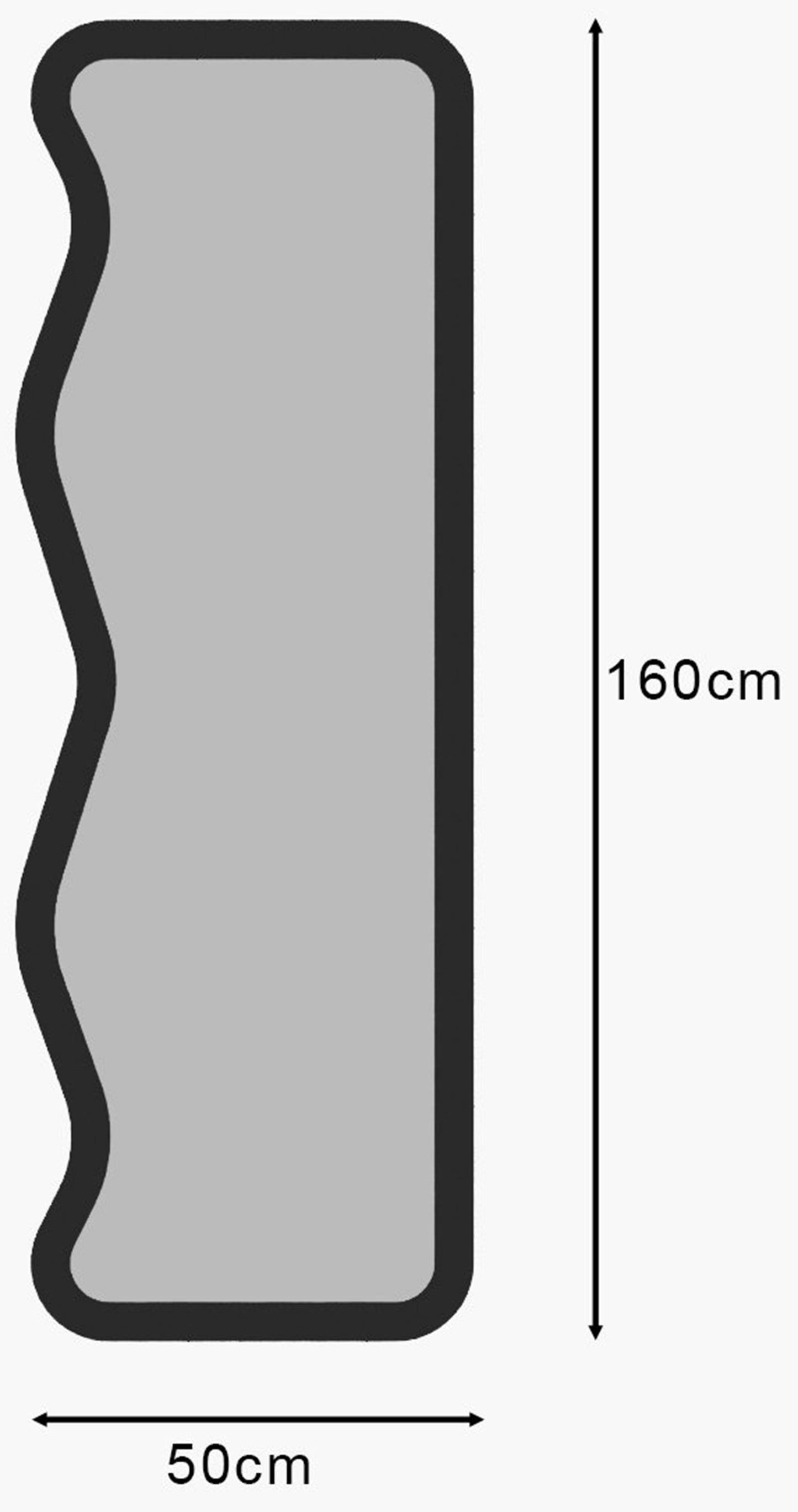 SELE Grīdas spogulis 160x50 cm melnā rāmī ar asimetriskiem viļņiem