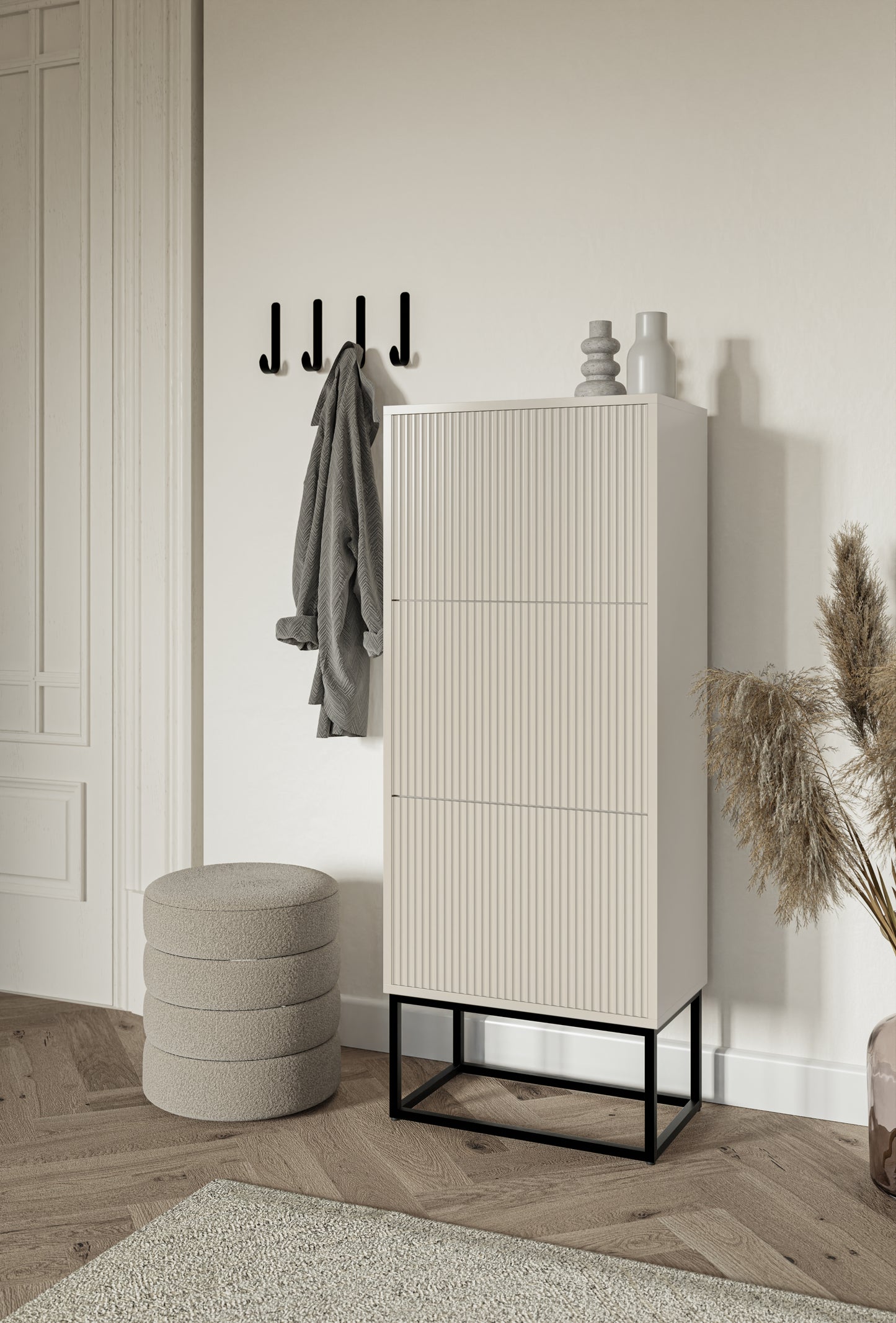 Apavu skapis Velda 50/30/125 cm bēšs/melns