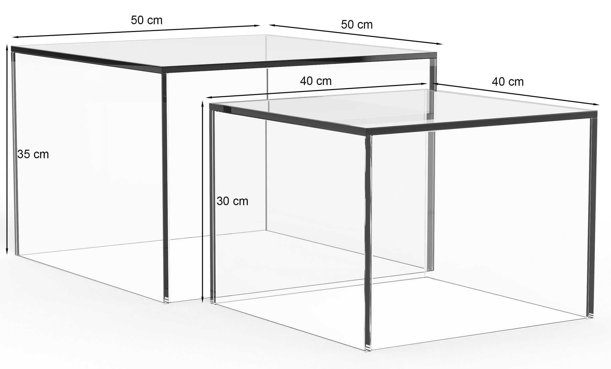 Kafijas galds Glopi 50/50/35 cm Caurspīdīgs - N1 Home