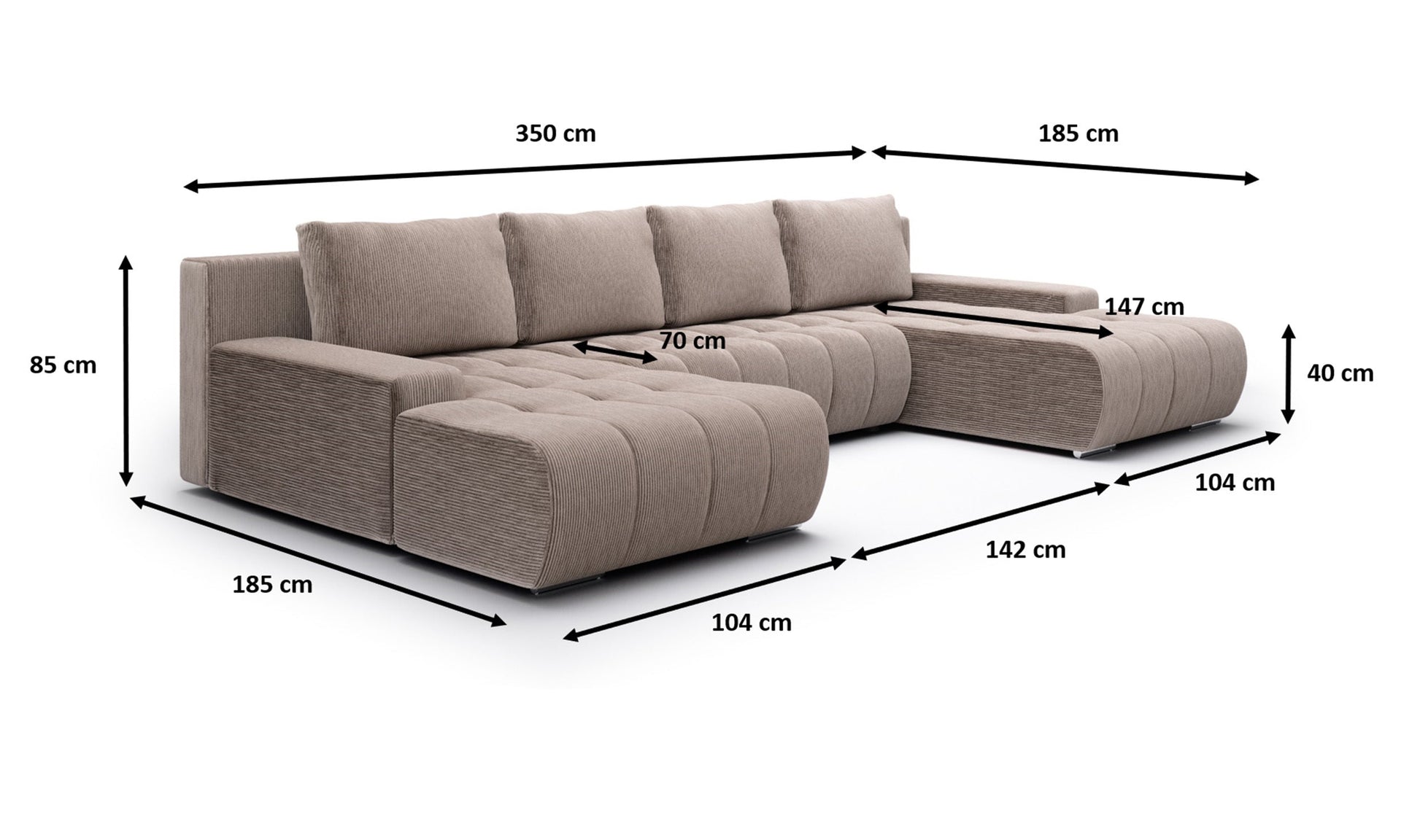 Dīvāns Magli U 85/350/185 cm Poso 06 - N1 Home