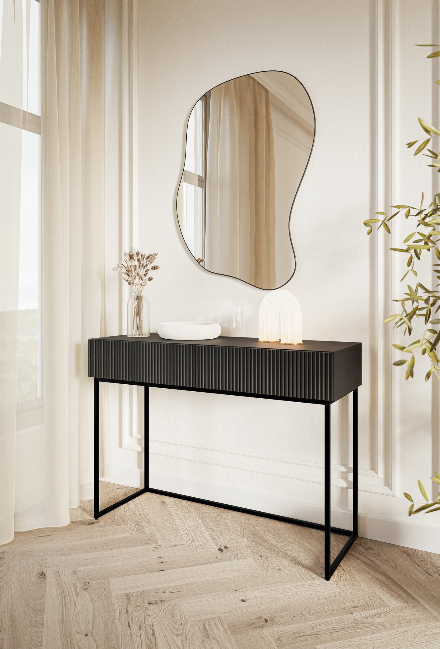 Konsole Velda 110/79/40 cm melns/melns