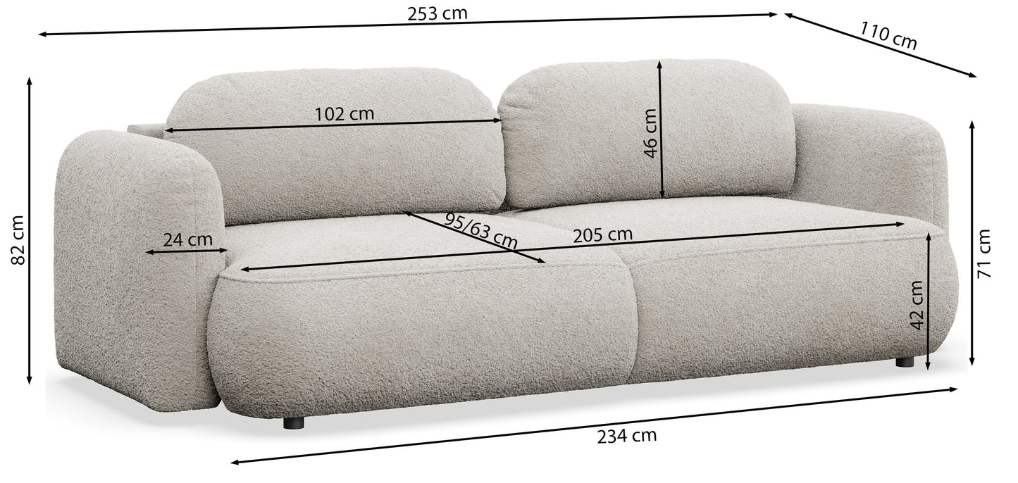 Dīvāns Tvors 82/253/110 cm Flow 01 - N1 Home