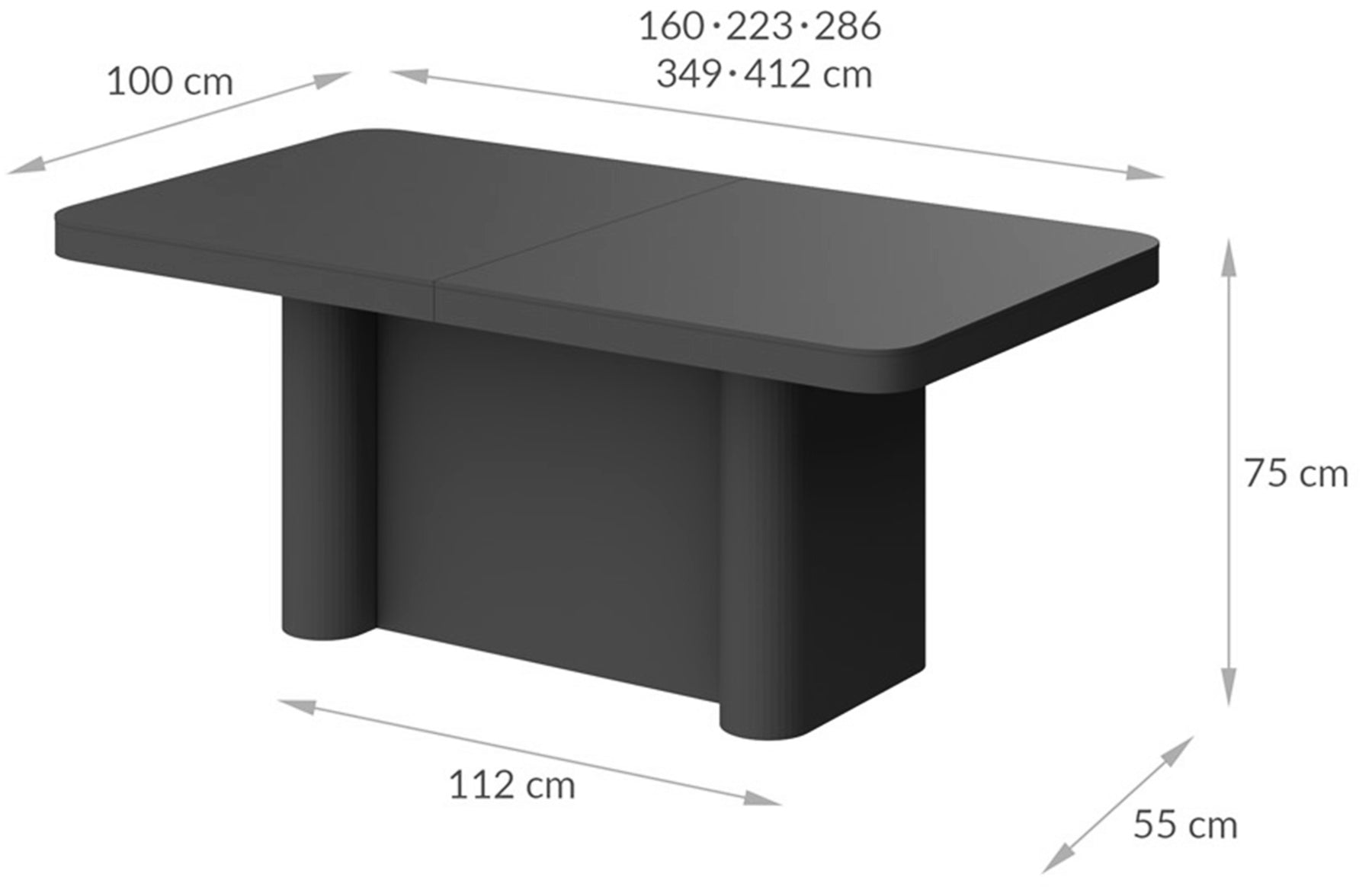Galds Porto 160-412/100/75 cm kapučīno - N1 Home