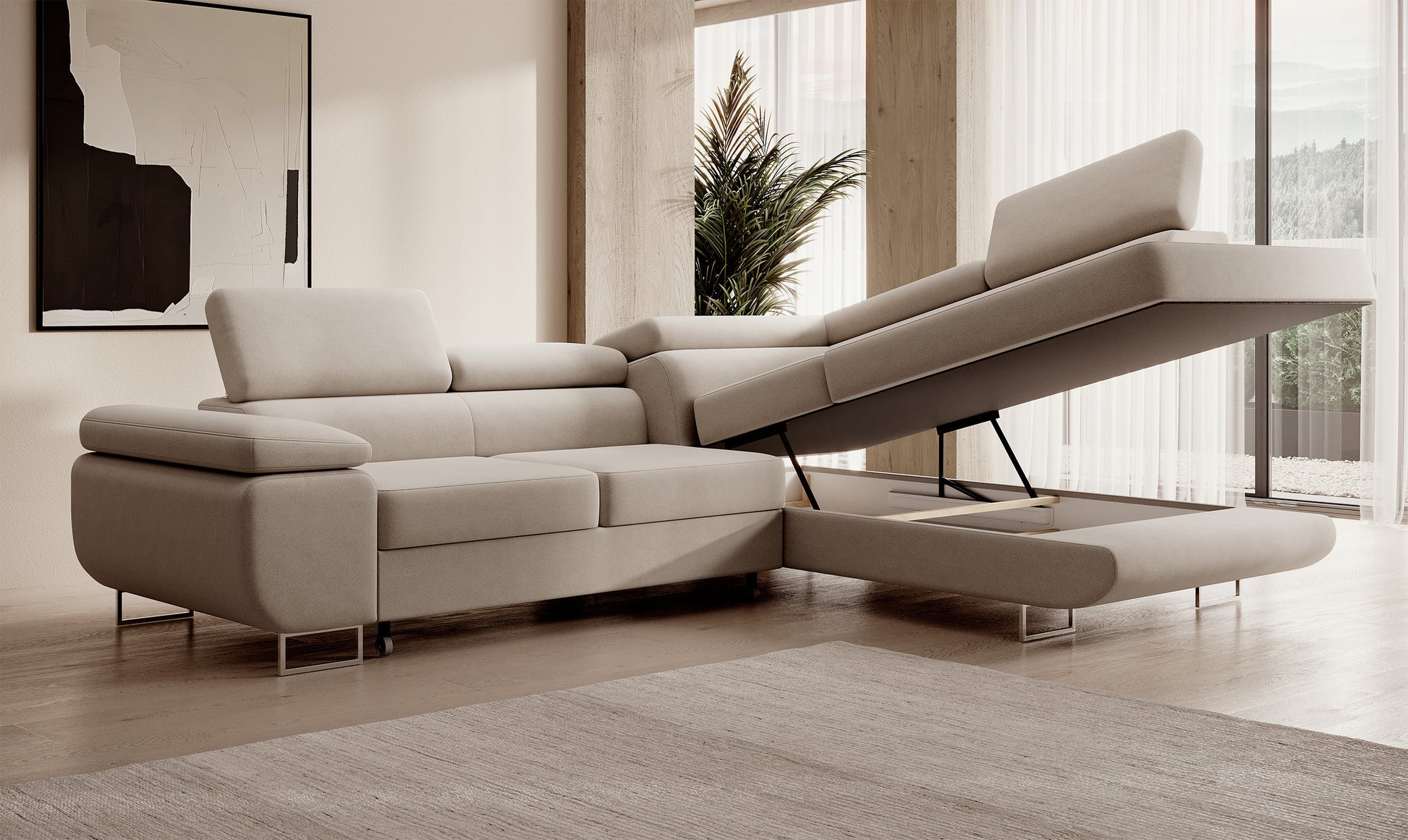 Dīvāns Steva 90/275/203 cm Castel 03 - N1 Home