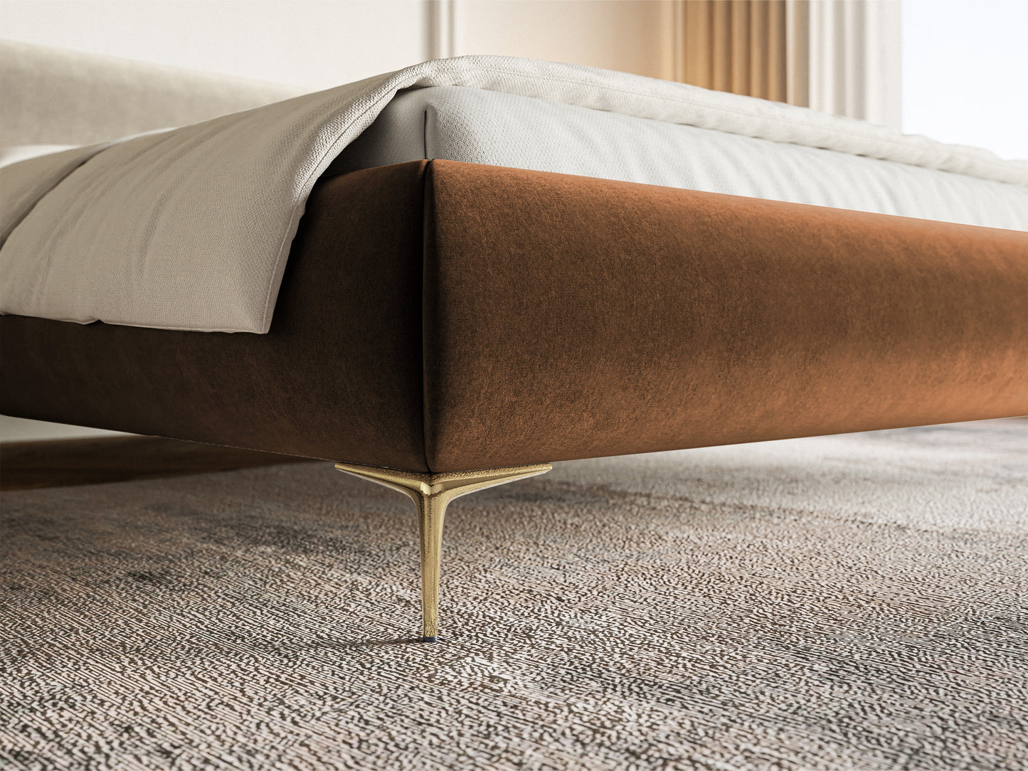 Gulta  Loure 140/160/180x200 cm Amon 24/zelts kājas - N1 Home