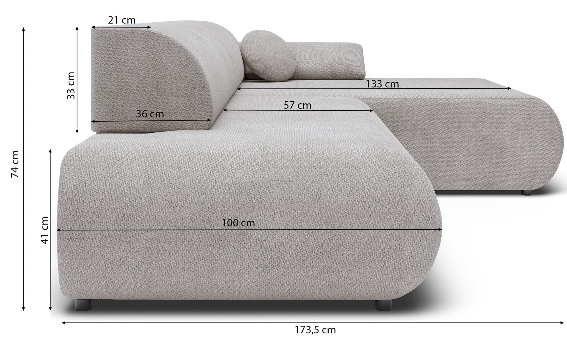Dīvāns Armon 74/286/173 cm Vinci 23 - N1 Home