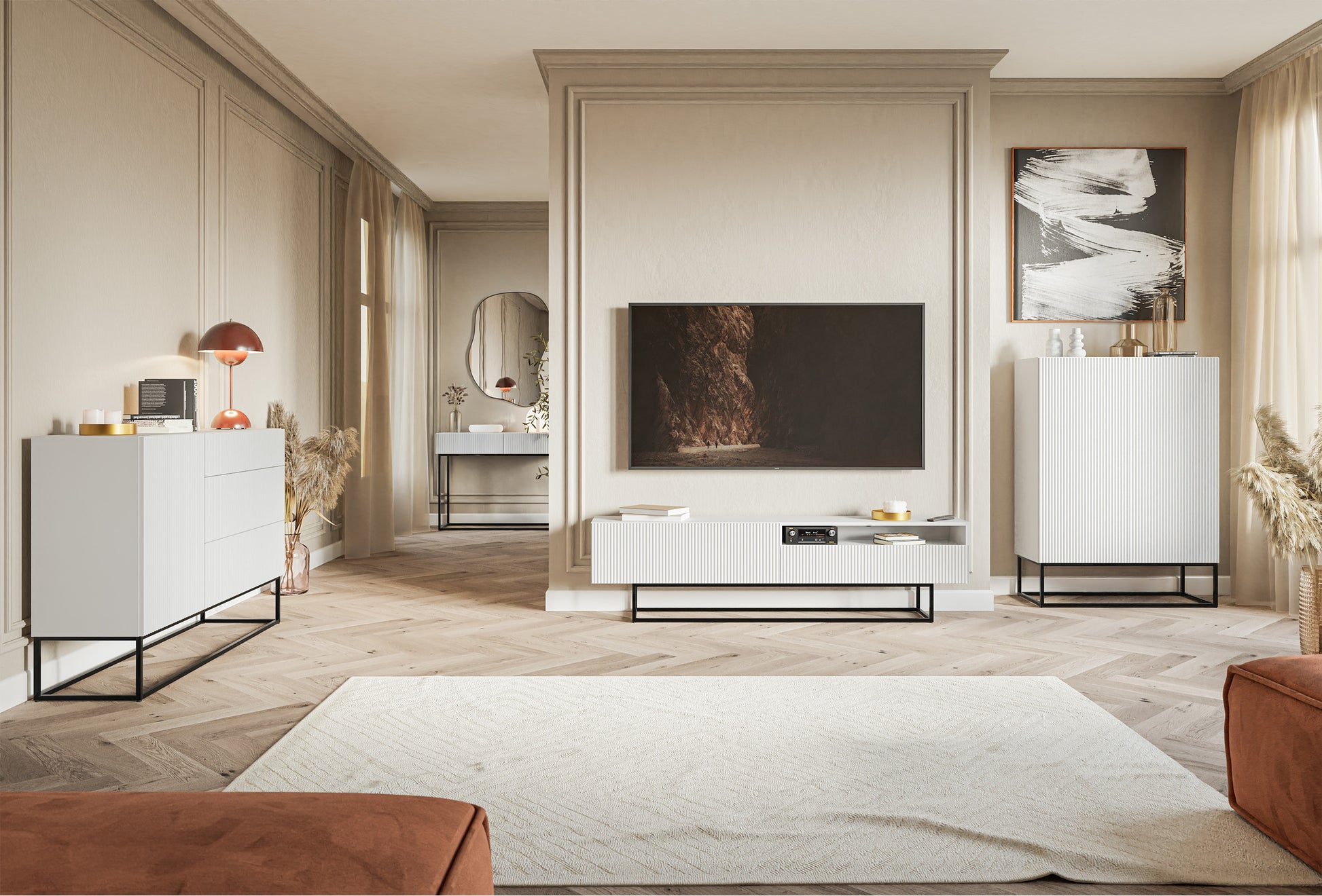 Kumode Velda 90/125/38 cm balts/melns - N1 Home