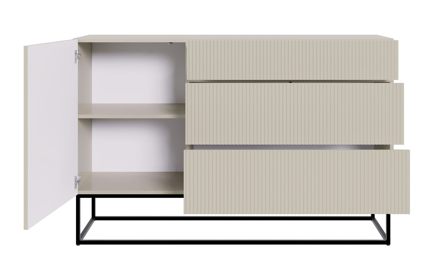 Kumode Velda 140/90/38 cm bēšs/melns - N1 Home