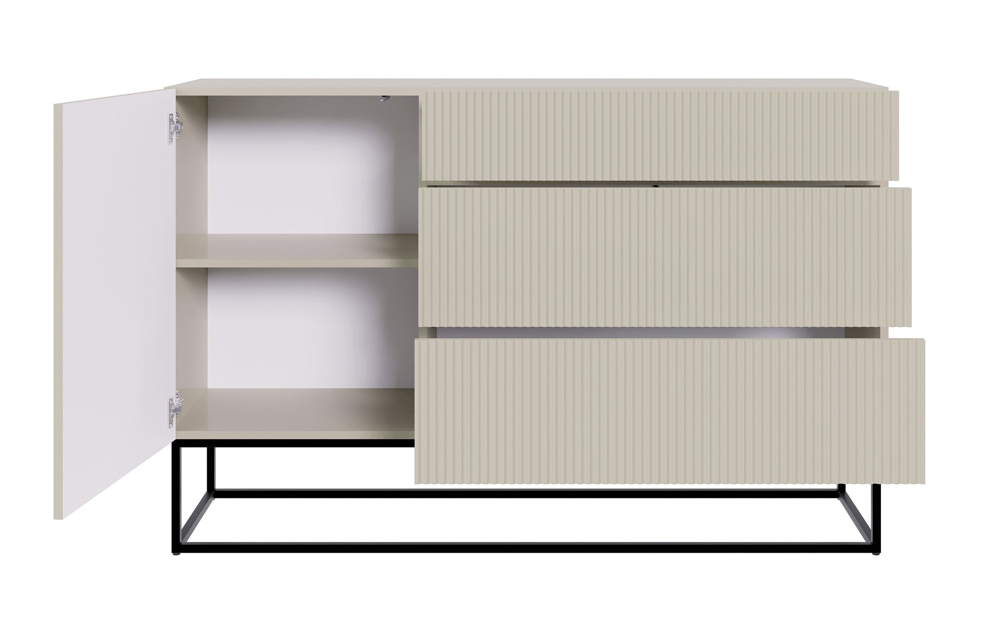 Kumode Velda 140/90/38 cm bēšs/melns - N1 Home