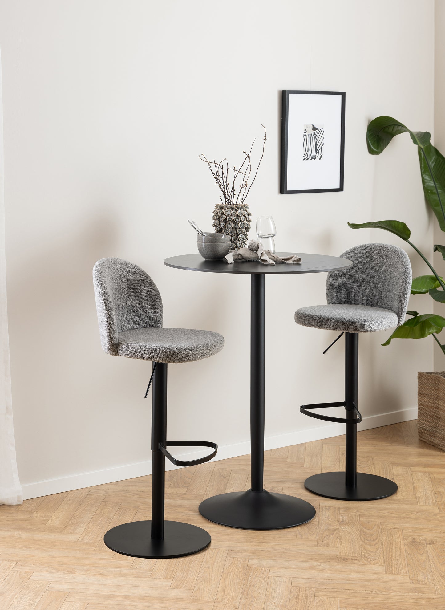Bāra galds Roši 80/80/105 cm melns - N1 Home