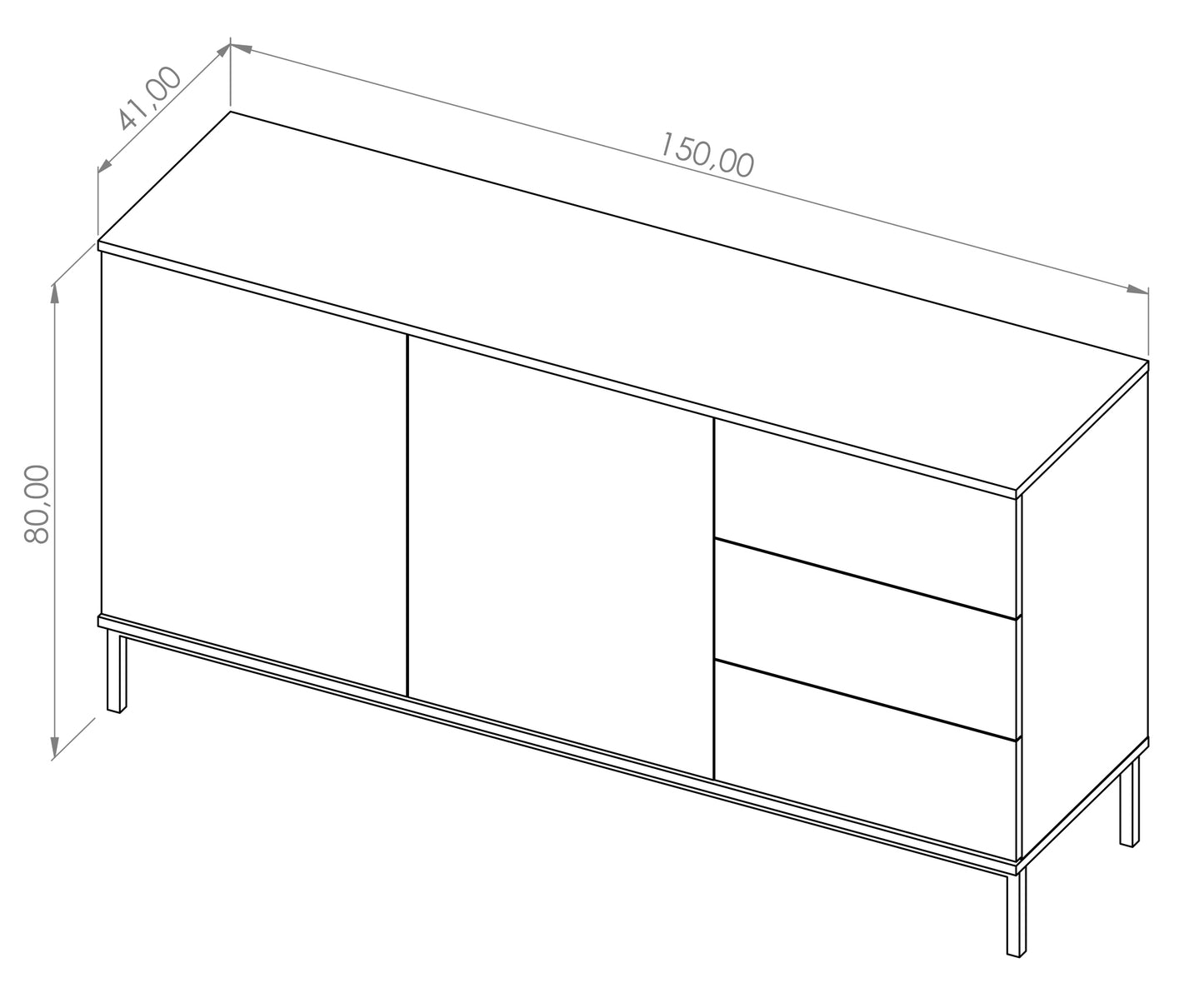 Kumode Polka 80/150/41 cm melns - N1 Home