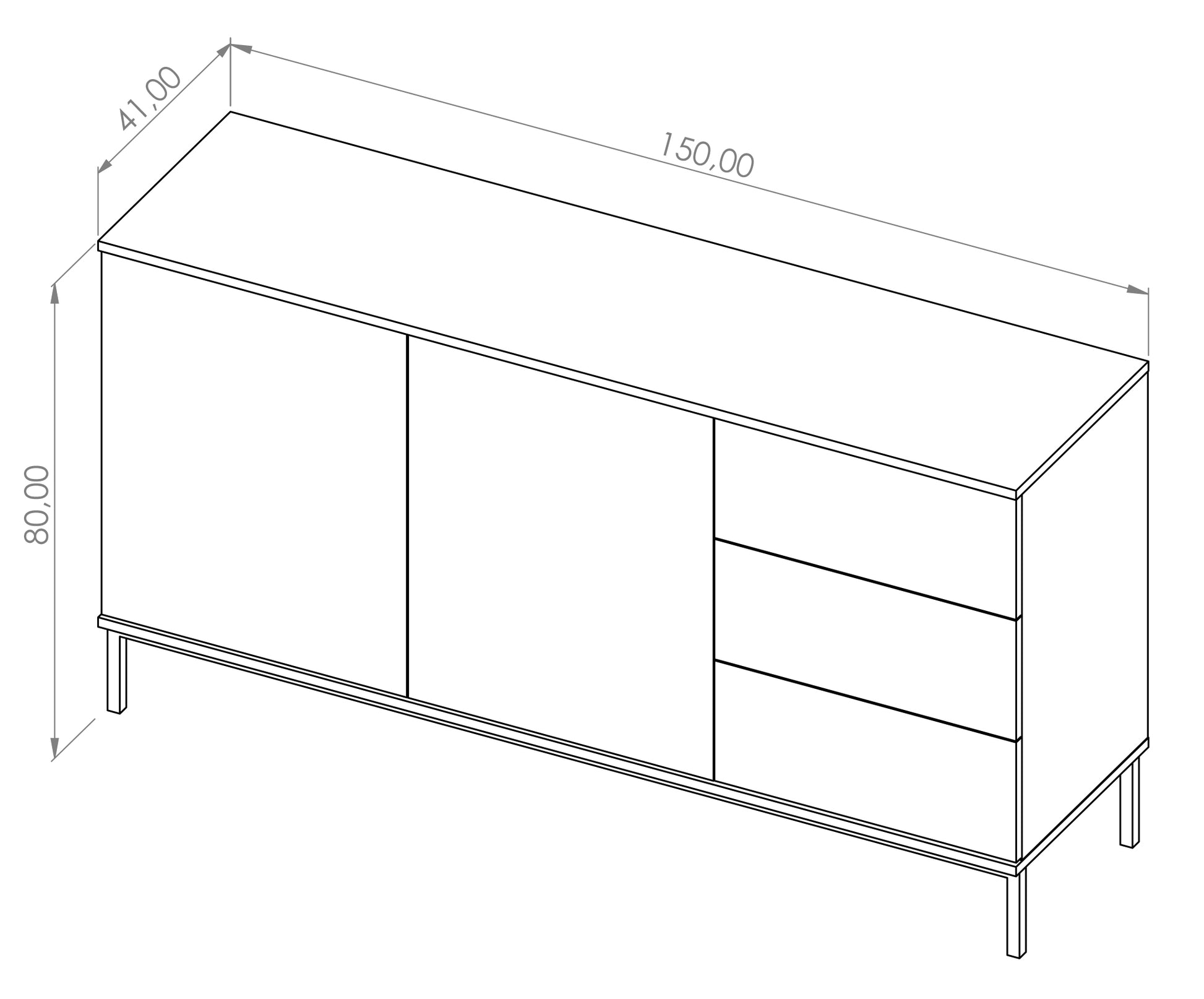 Kumode Polka 80/150/41 cm melns - N1 Home