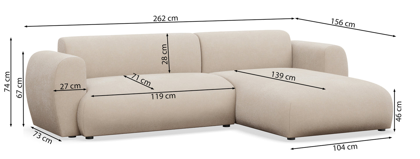 Dīvāns Emil 74/262/156 cm Storm 06