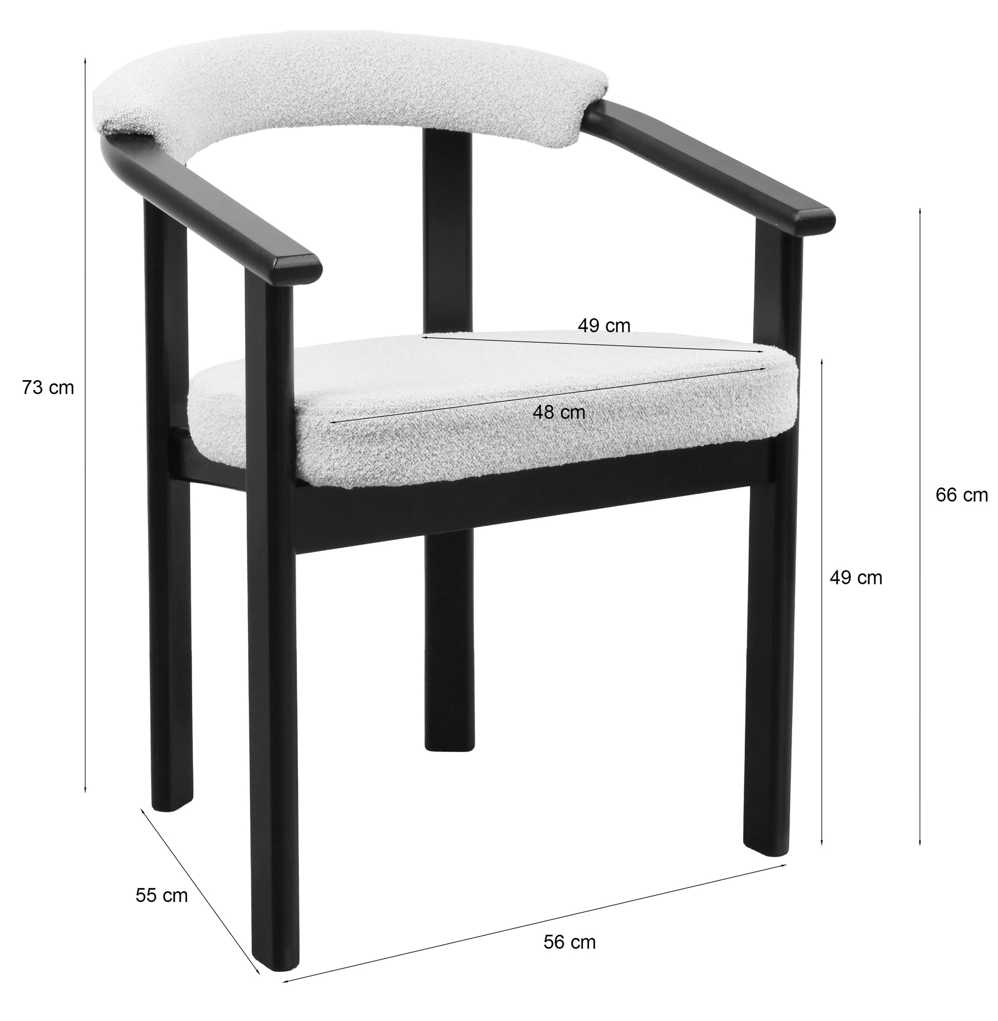 Krēsls Finis 73/56/55 cm gaišs valrieksts/bēšs buklē - N1 Home