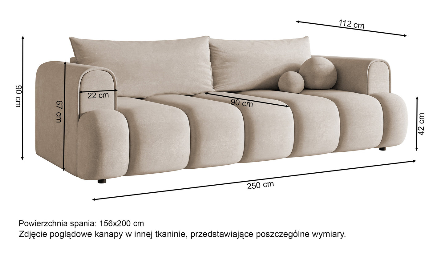 KARDELINO  trīsvietīgs dīvāns ar gulēšanas funkciju, tumši zils, hidrofobizēts šenils - N1 Home