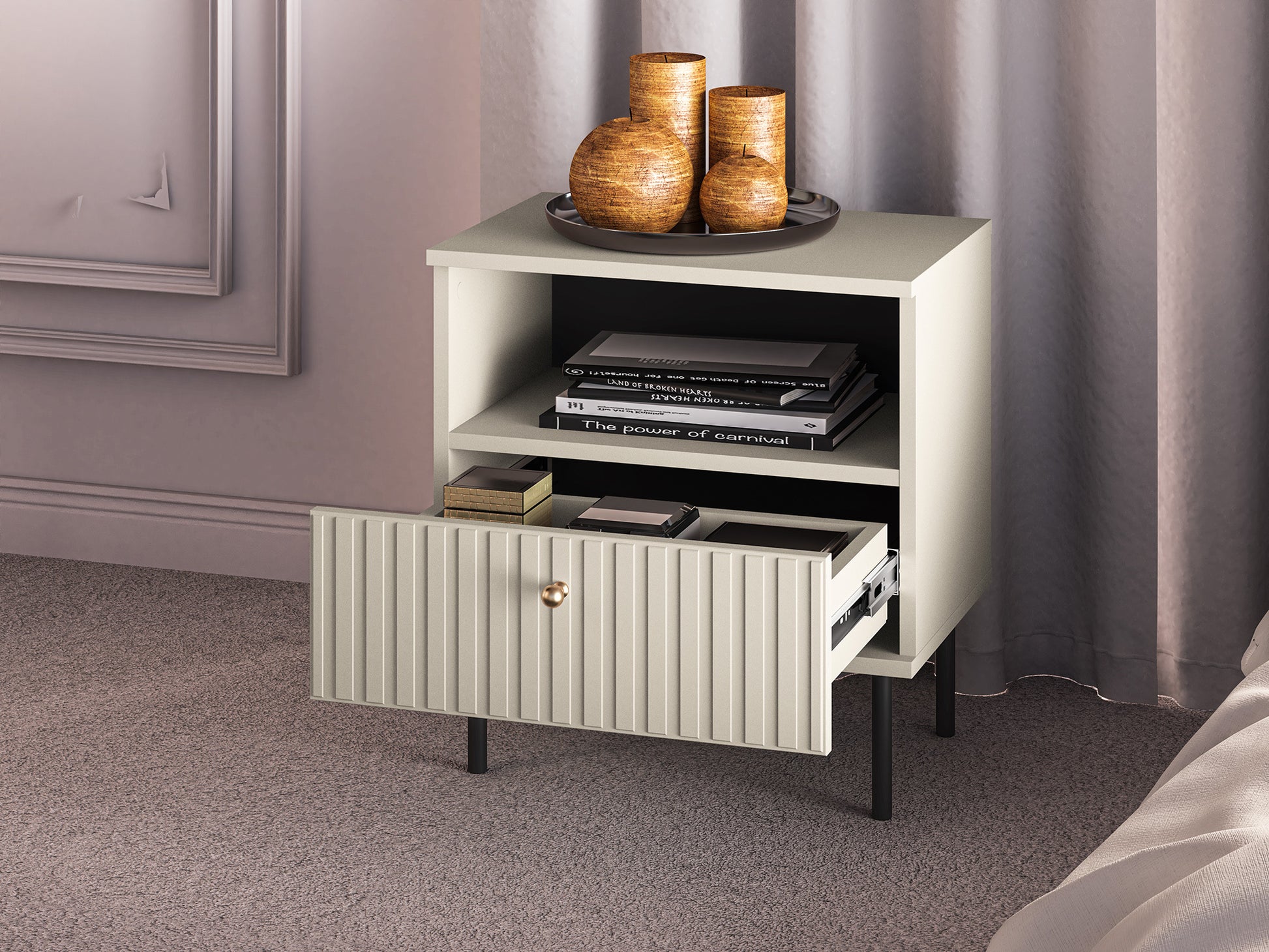 Naktsskapītis Galeto 53/50/34 bēšs - N1 Home