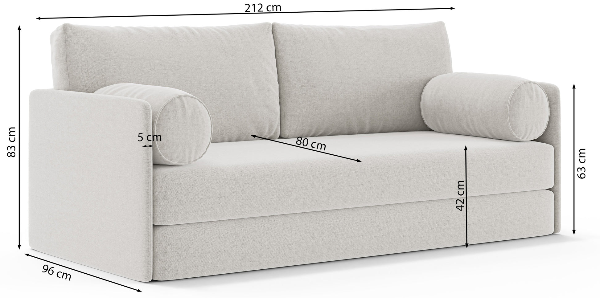 Dīvāns Estans 83/212/96 cm Verita 03 - N1 Home