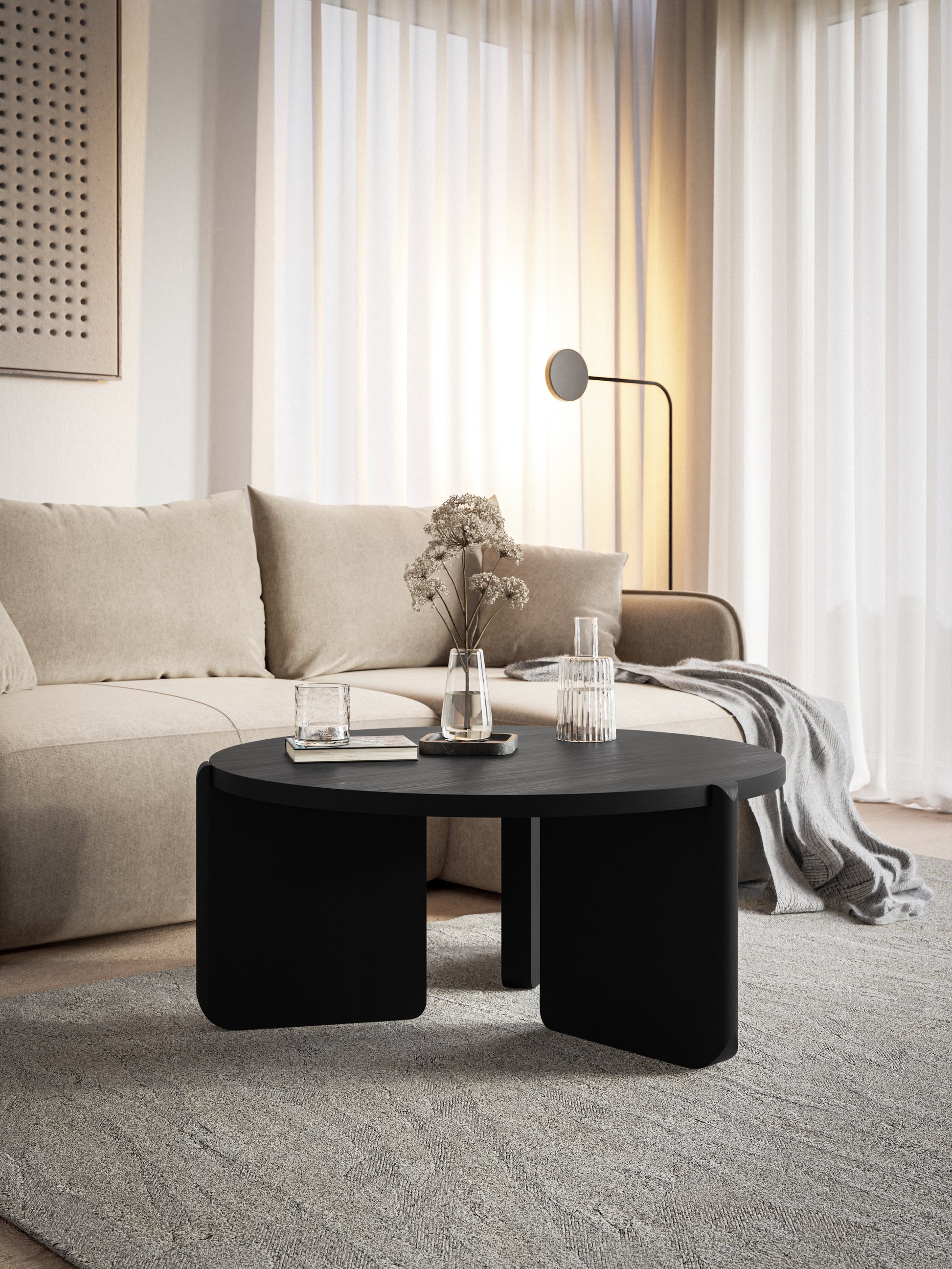 Kafijas galdiņš Prefi 40/80/80 cm melns pelni - N1 Home