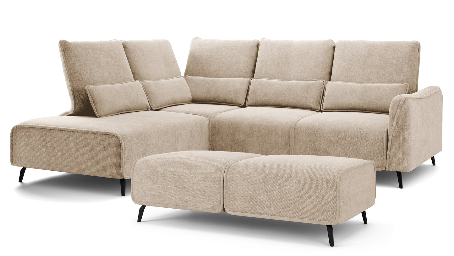 Dīvāns ar pufu Ruma 94/260/208 cm Storm 06 - N1 Home