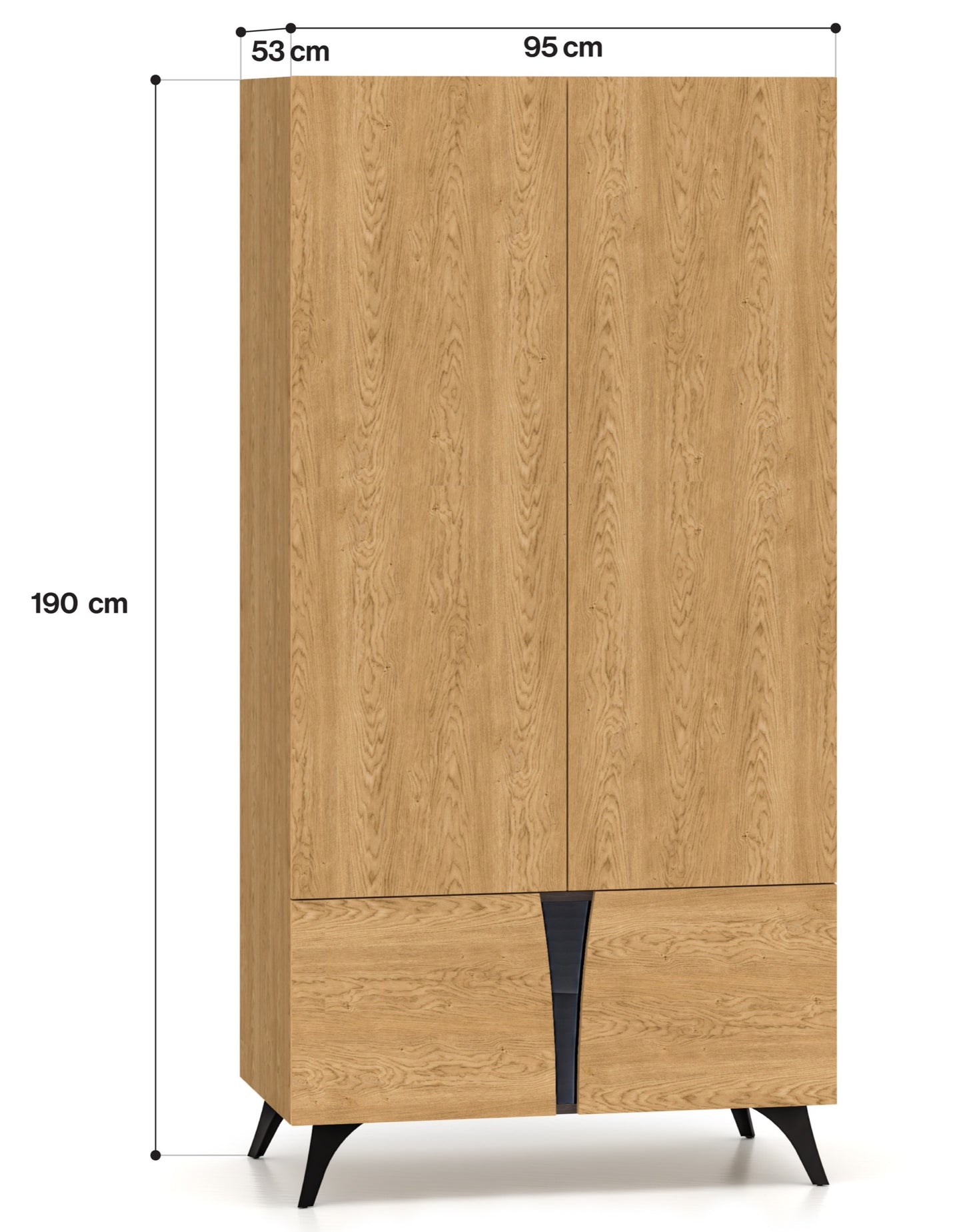 Skapis Toskana 189/57/38 cm ozols/melns