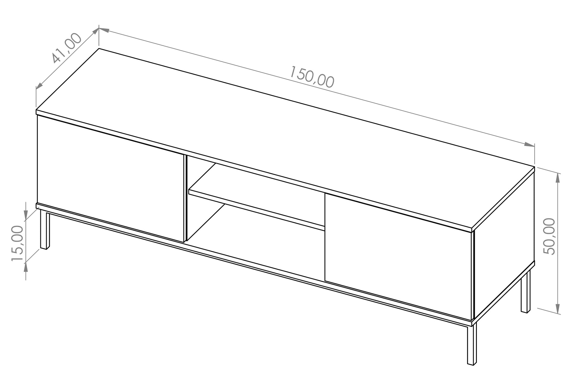 TV skapis Polka 50/150/41 cm melns - N1 Home