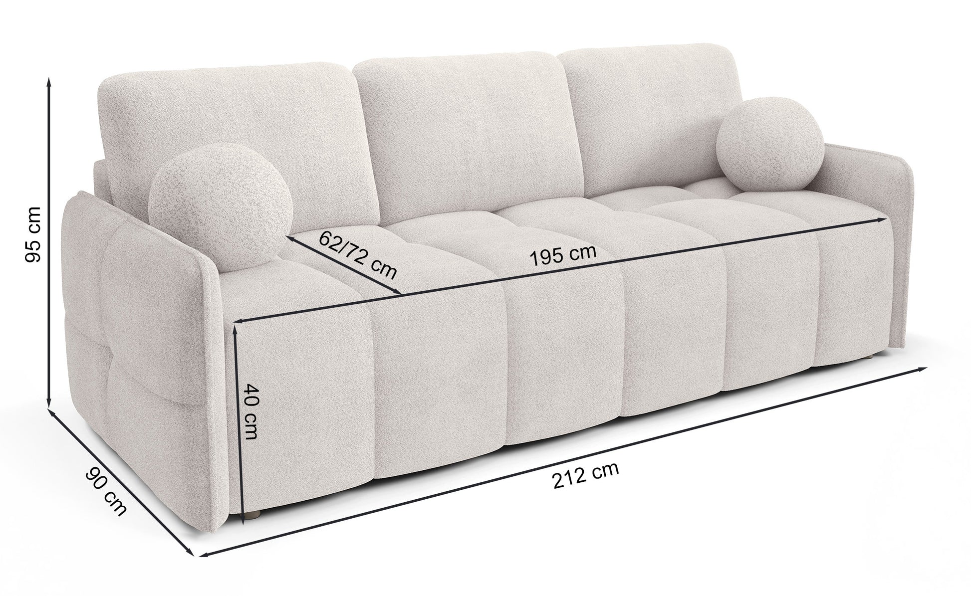 Dīvāns Bambo 212/90/95 cm Abriamo 3 - N1 Home