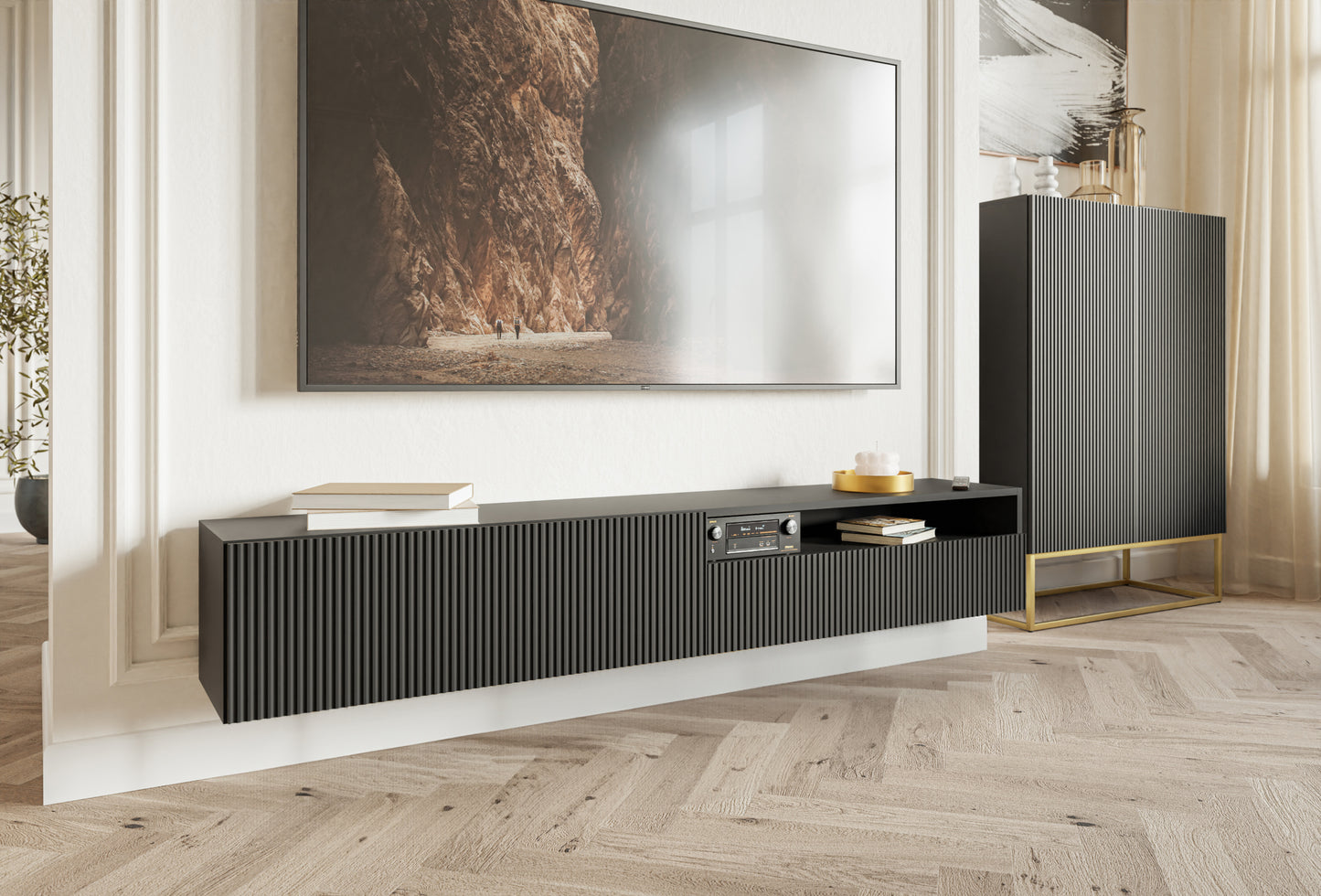 TV skapis Velda 175/28/31 cm melns