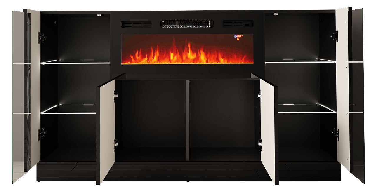 Kumode ar elektrisko kamīnu Dalika 160/90/35 cm melns