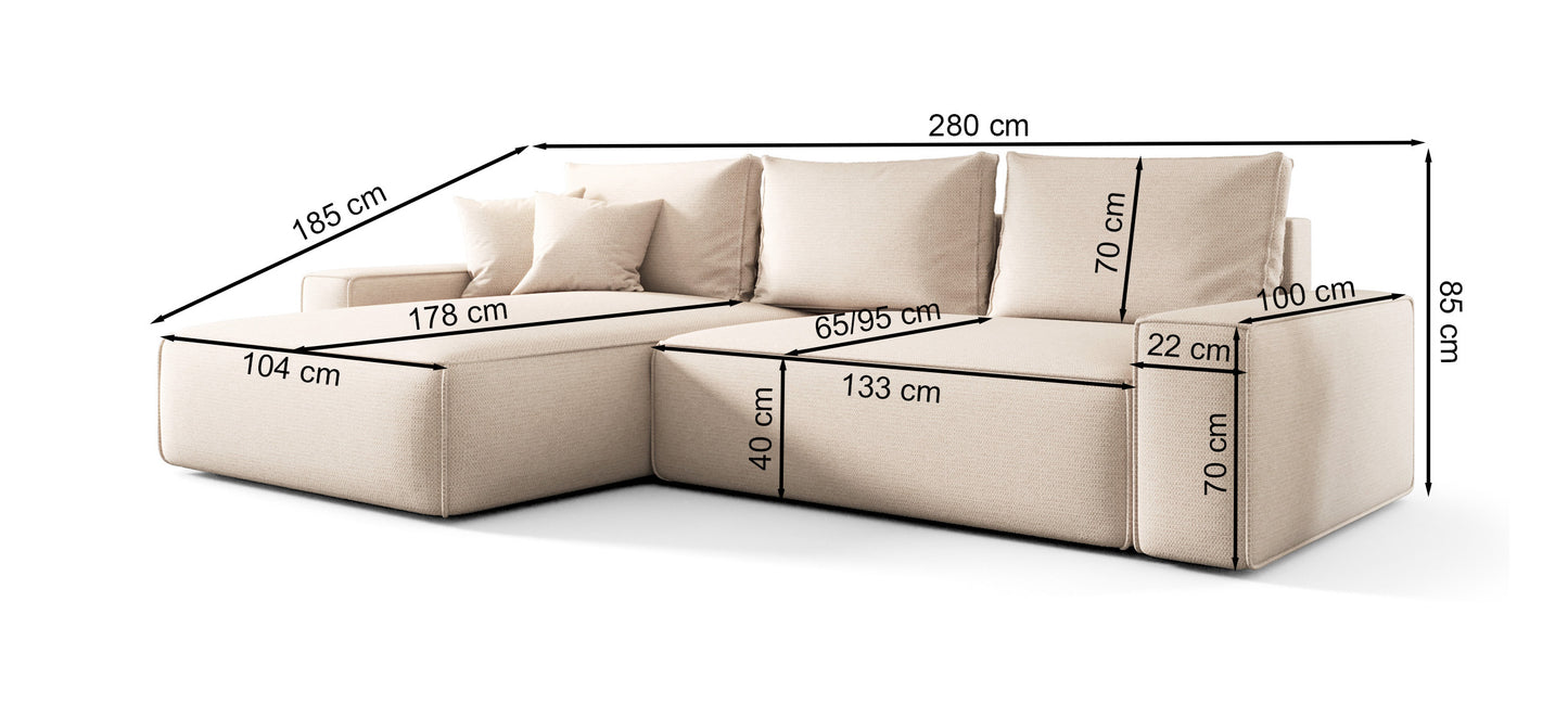 Dīvāns Larosh 85/280/185 cm Aragon 80