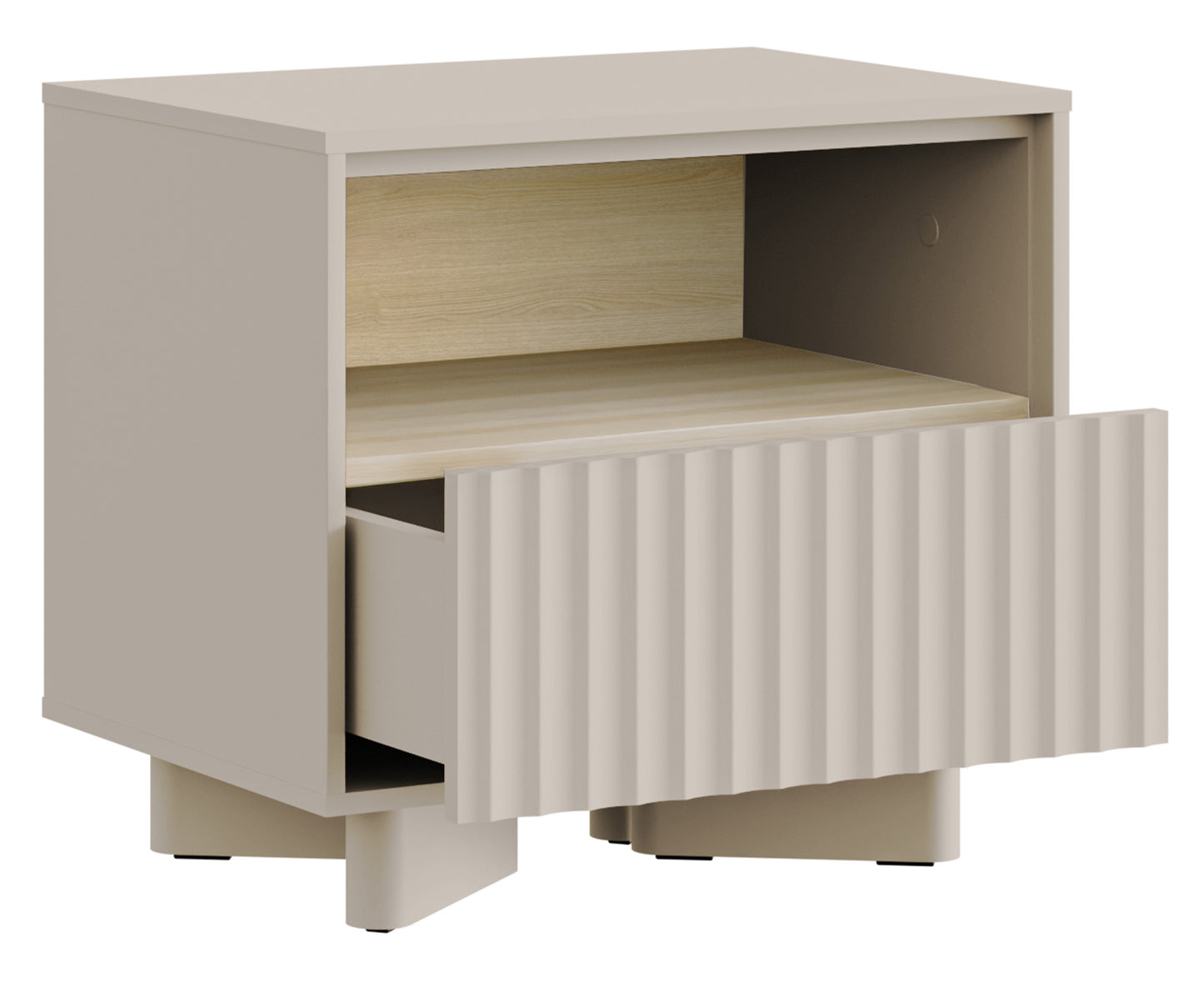 Naktsskapis Distri Riffle 50/46/35 cm Vičencas ozols/kašmirs