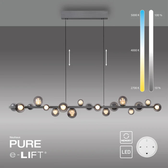 Piekaramā lampa PURE E-Popup 29/240/180 cm pelēks