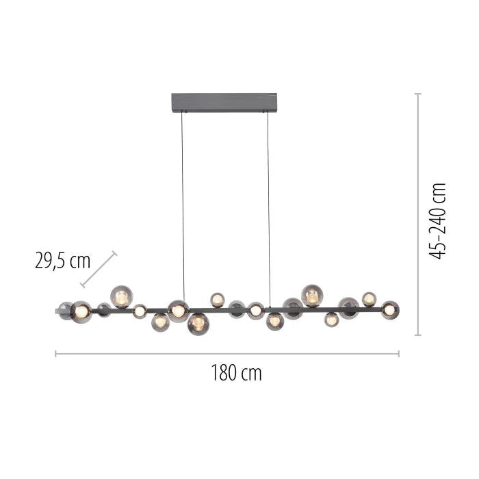 Piekaramā lampa PURE E-Popup 29/240/180 cm pelēks
