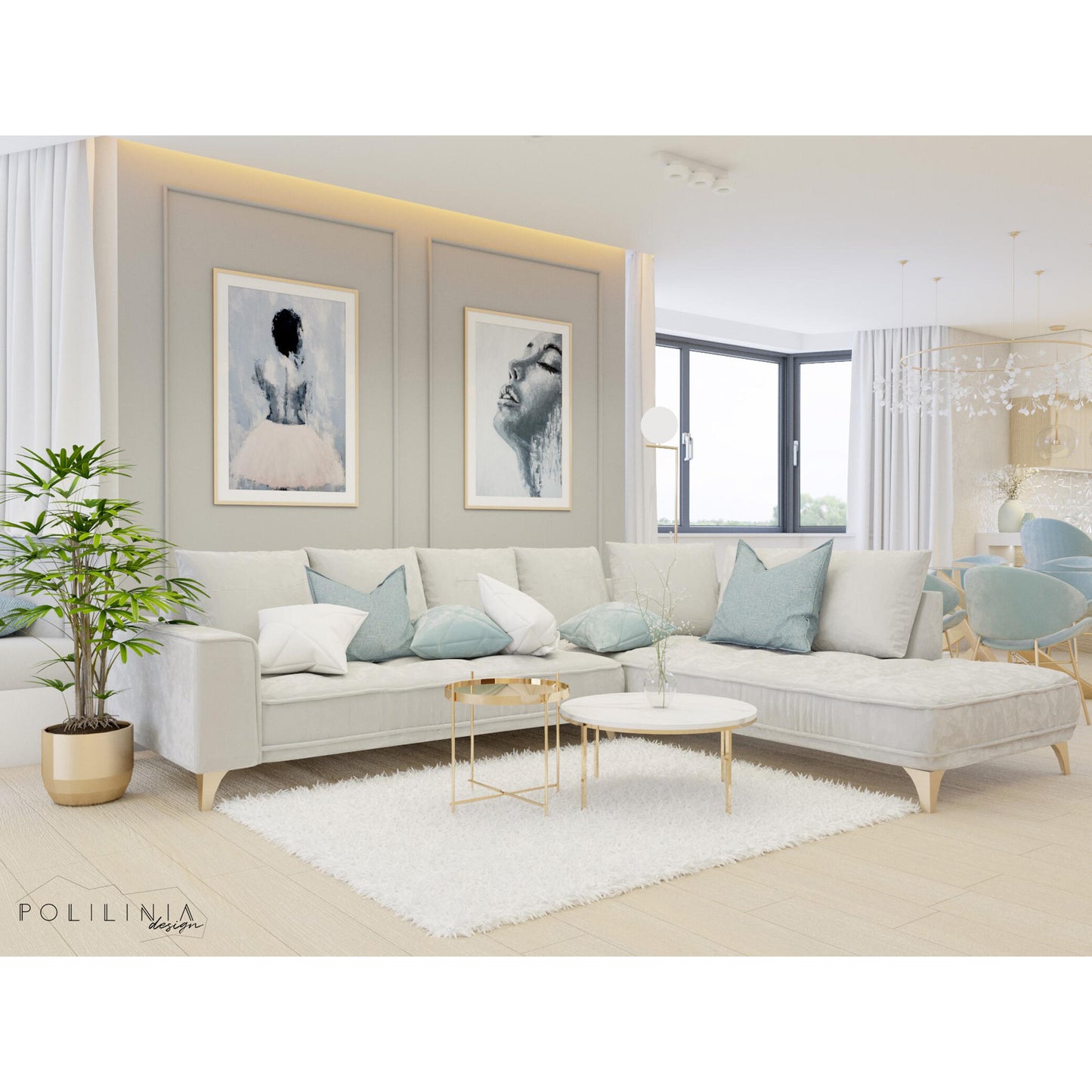 Dīvāns Belavio Befame 150-185/256-288/175-210 cm zils - N1 Home