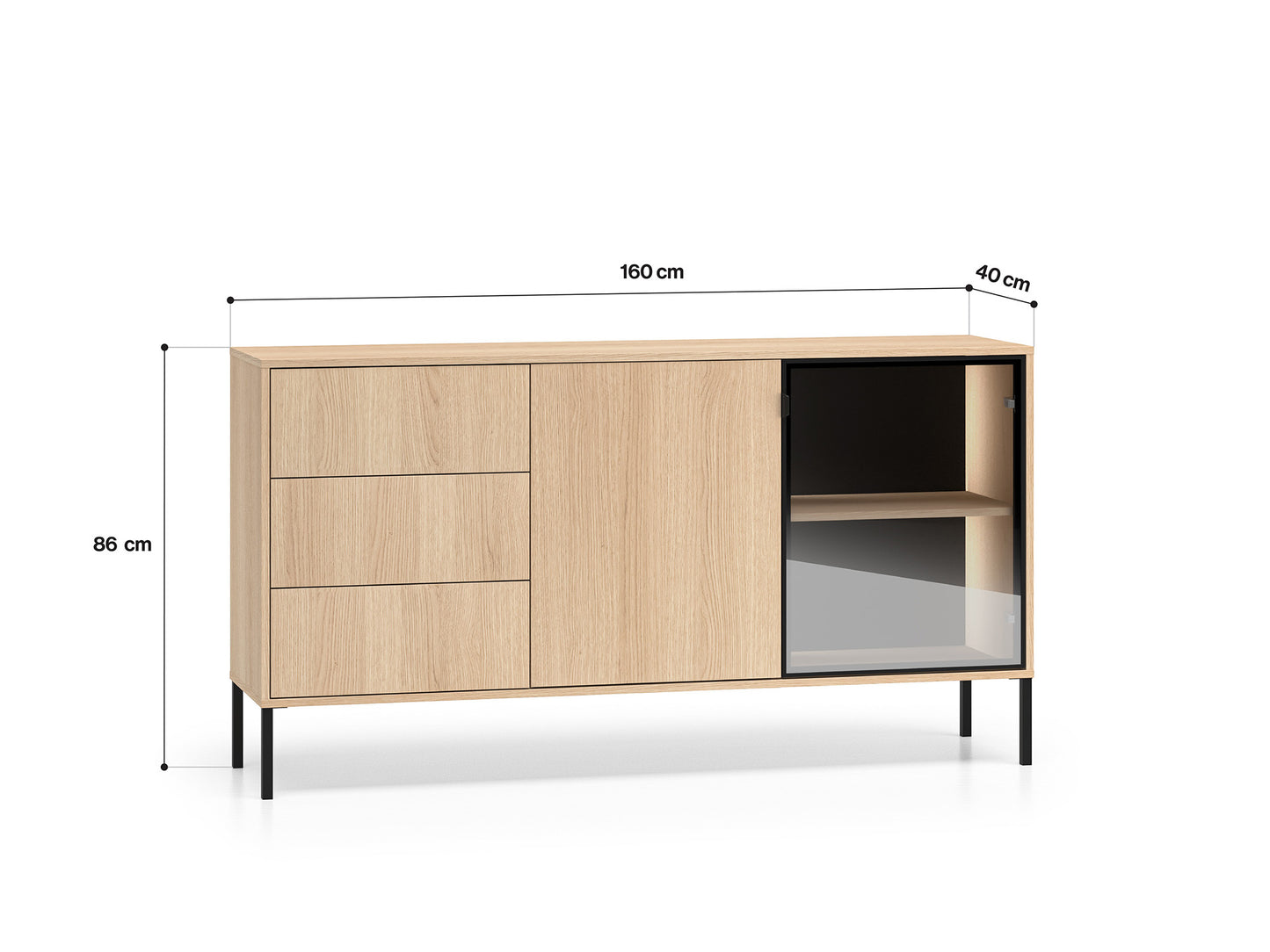 Kumode Baree 160/86/40 cm Lindberg ozols - N1 Home