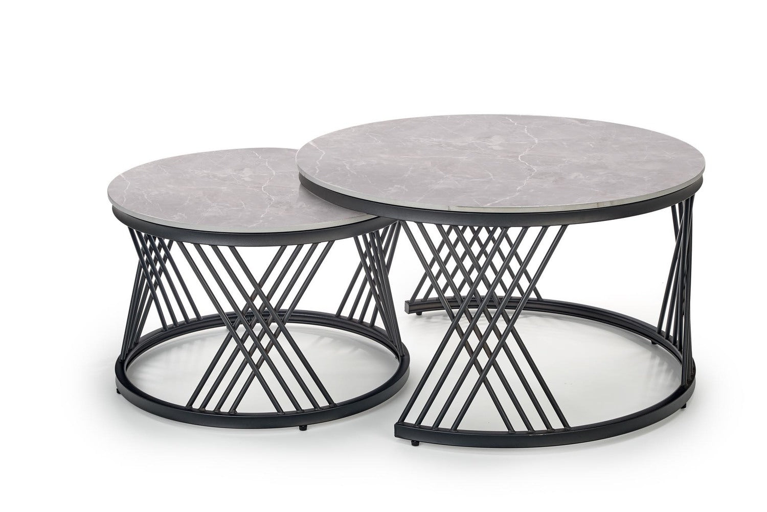 Kafijas galdiņš Flam 60/40; 80/46 cm pelēks marmors - N1 Home