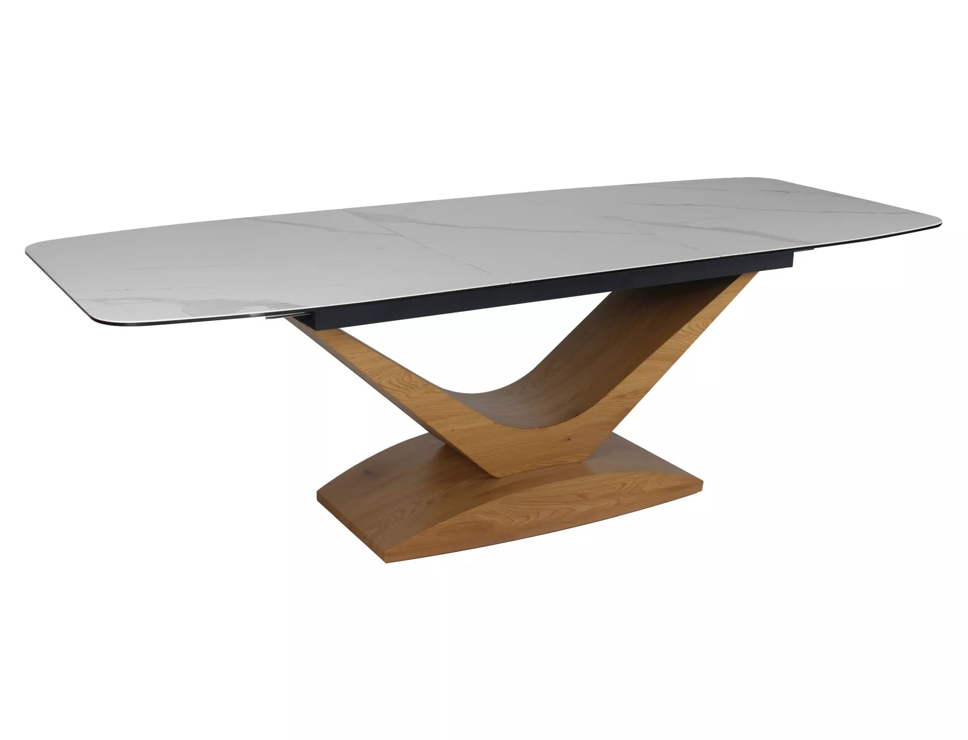 Galds Dole 180-240/76/95 cm matēts balts / ozols - N1 Home