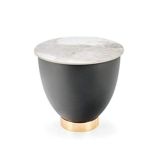 Kafijas galdiņš CC2 48/45 cm balts marmors/pelēks/zelts - N1 Home