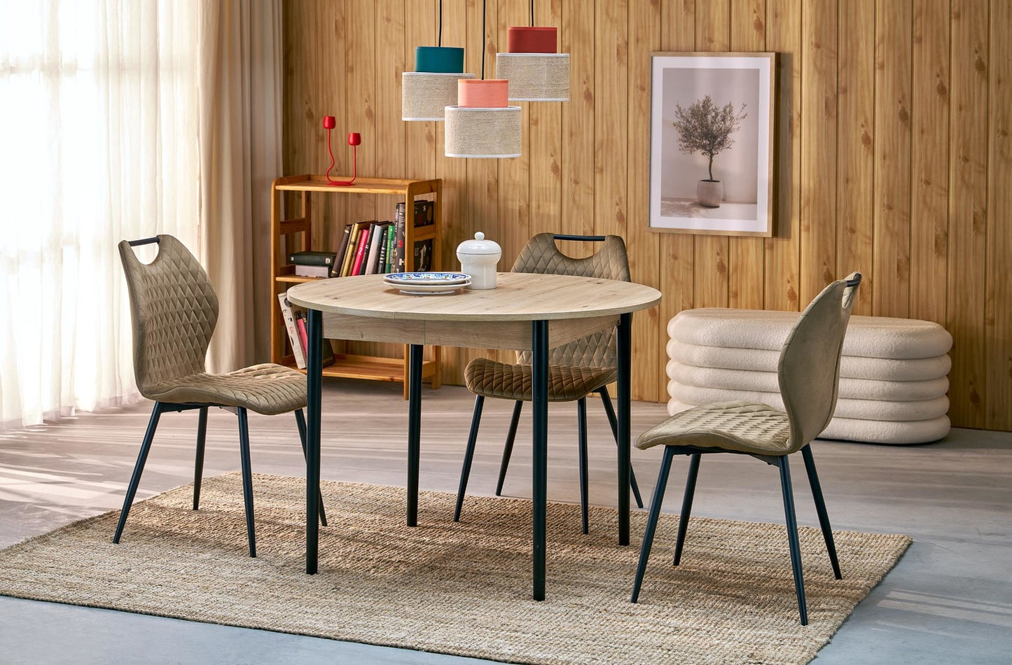 Galds Pivols 102/102/75 cm amatnieciskais ozols/melns - N1 Home