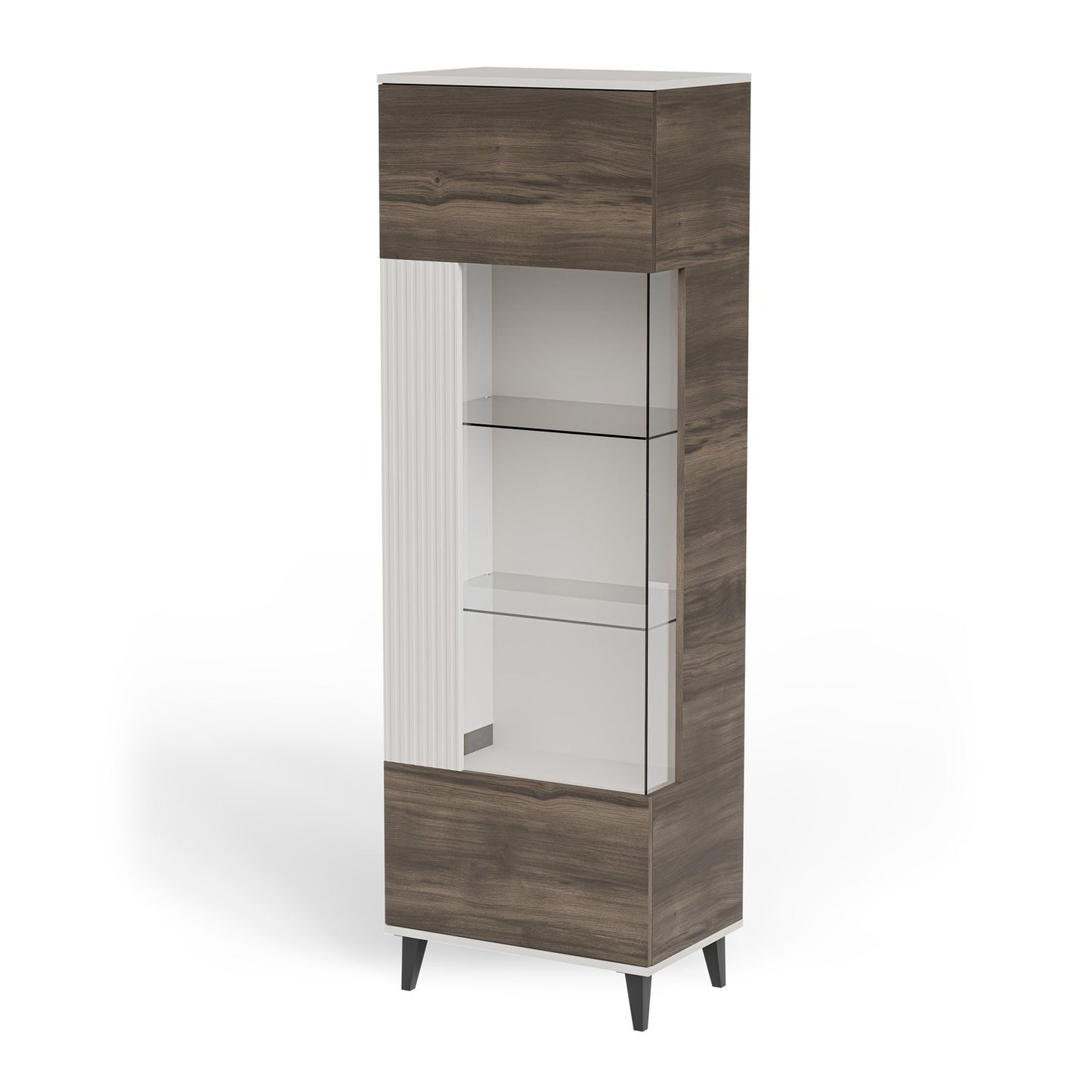 Vitrīnas skapis Berlin 60/40/182 cm kašmirs /valrieksts - N1 Home