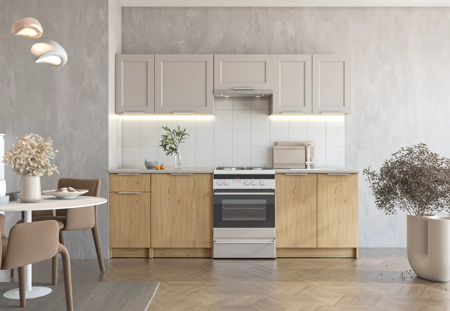 Virtuve Wends 240 cm kremonas ozols/kamirs - N1 Home